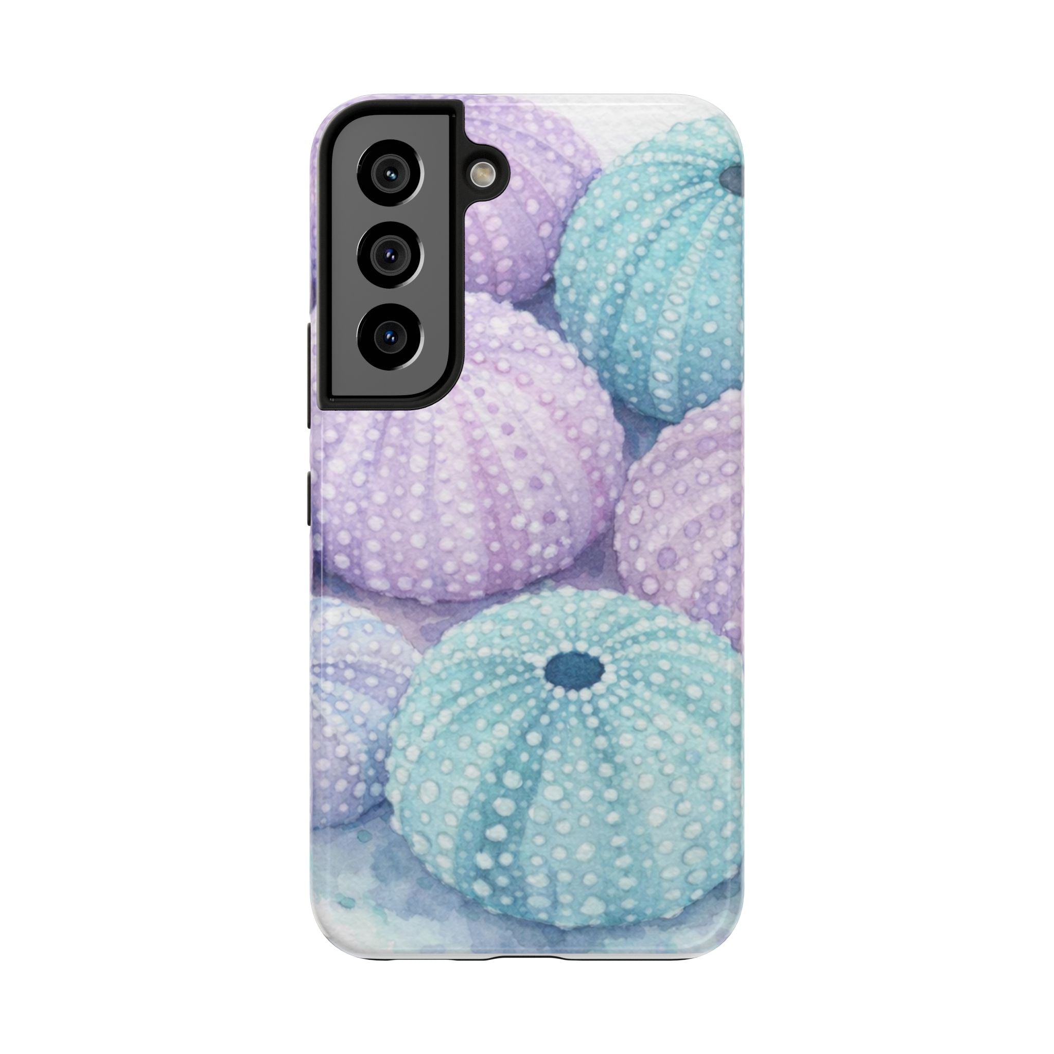 Sea Urchin Pattern Tough Phone Case — Pastel Aqua & Lavender Coastal Design