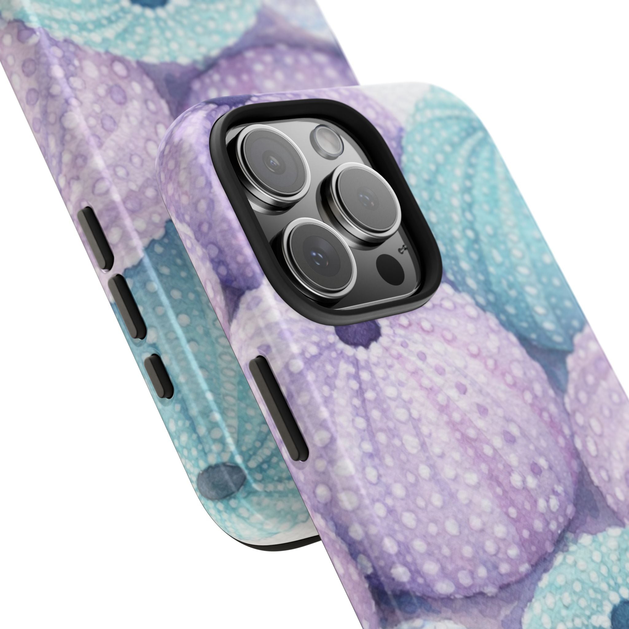 Sea Urchin Pattern Tough Phone Case — Pastel Aqua & Lavender Coastal Design