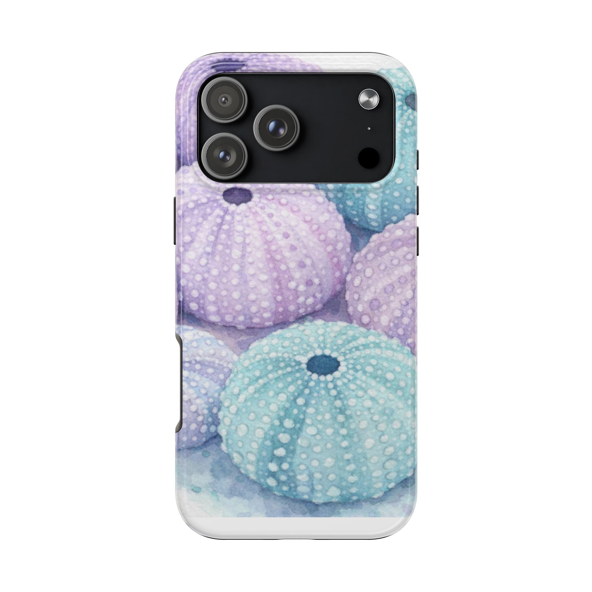 Sea Urchin Pattern Tough Phone Case — Pastel Aqua & Lavender Coastal Design