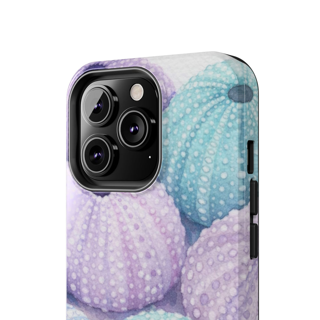 Sea Urchin Pattern Tough Phone Case — Pastel Aqua & Lavender Coastal Design