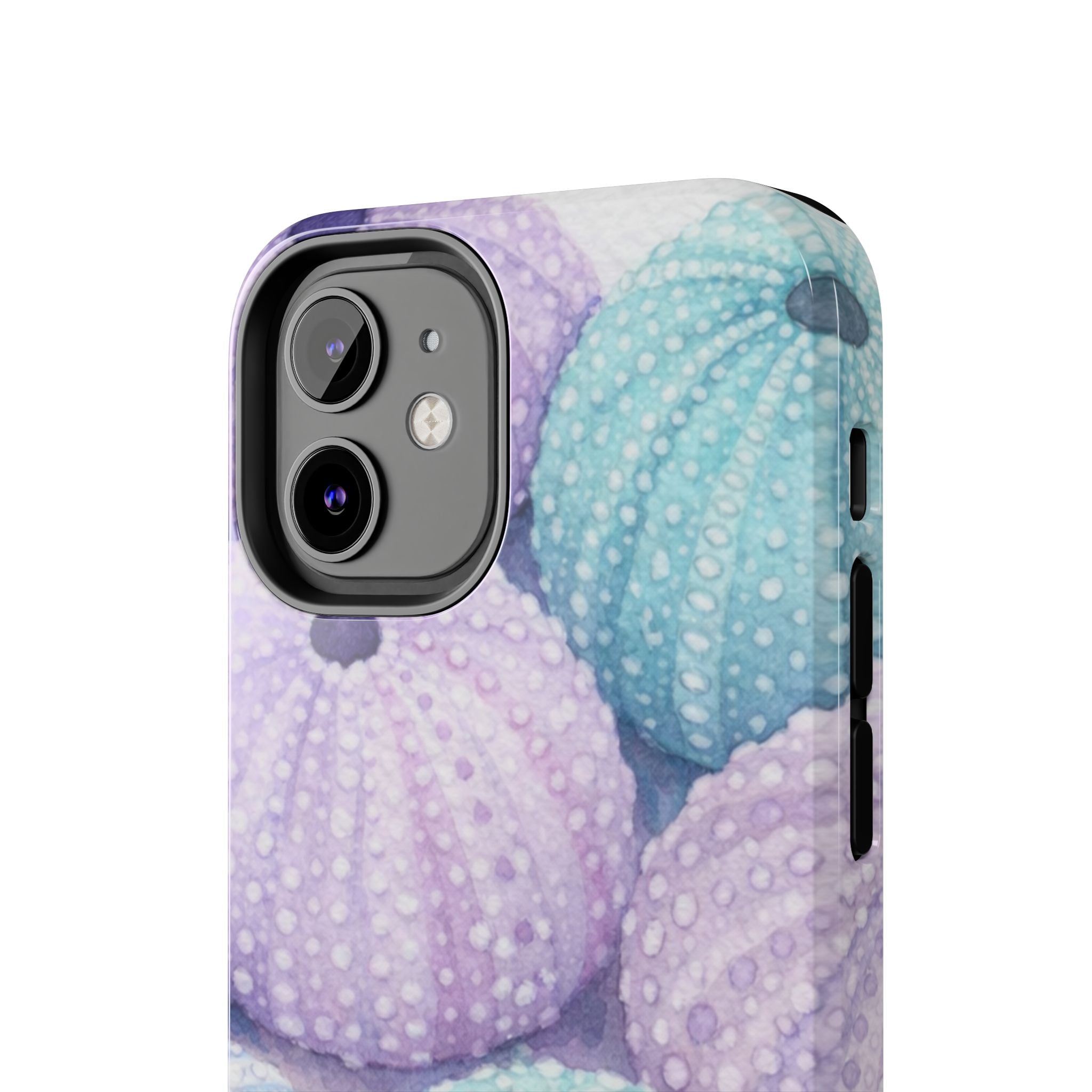 Sea Urchin Pattern Tough Phone Case — Pastel Aqua & Lavender Coastal Design