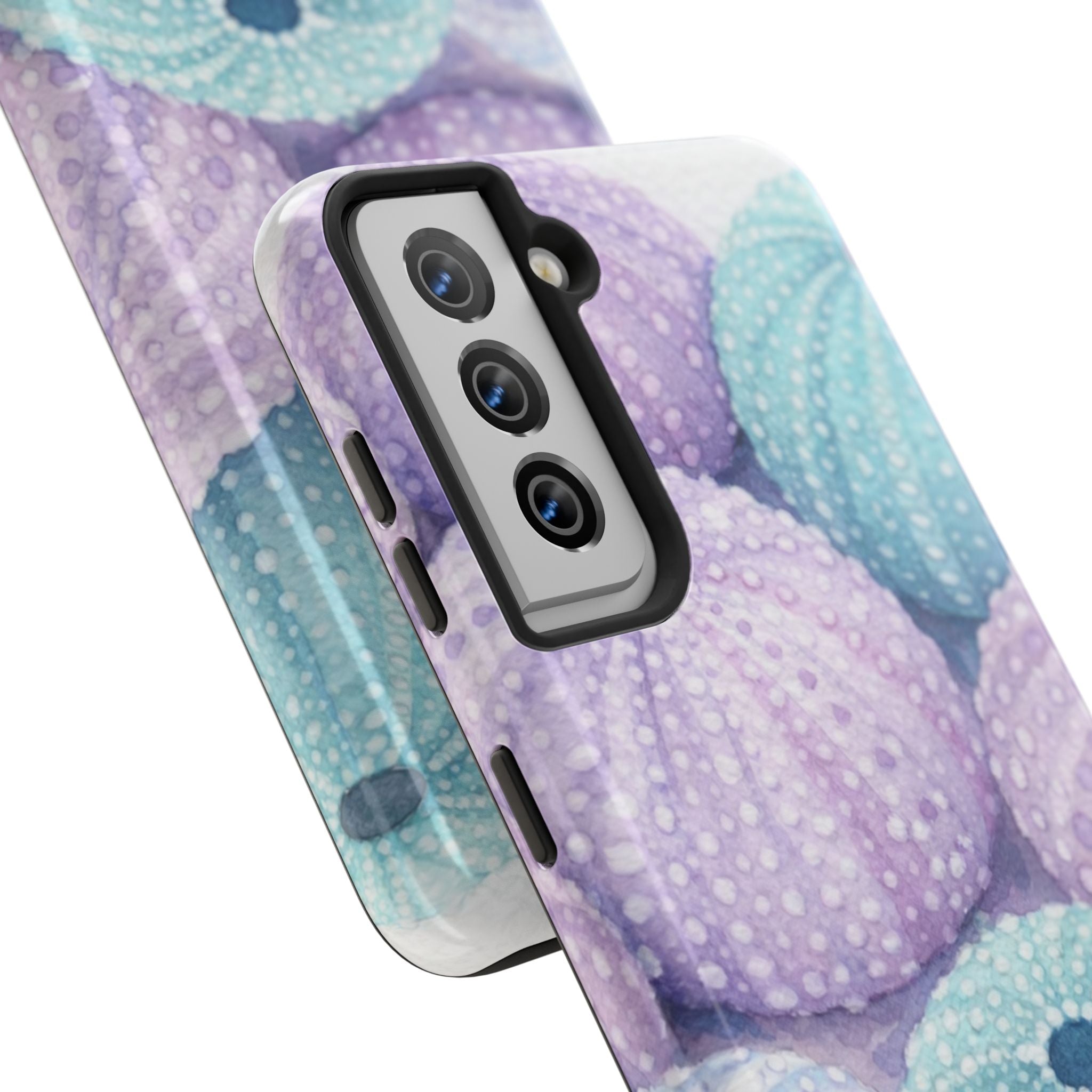 Sea Urchin Pattern Tough Phone Case — Pastel Aqua & Lavender Coastal Design