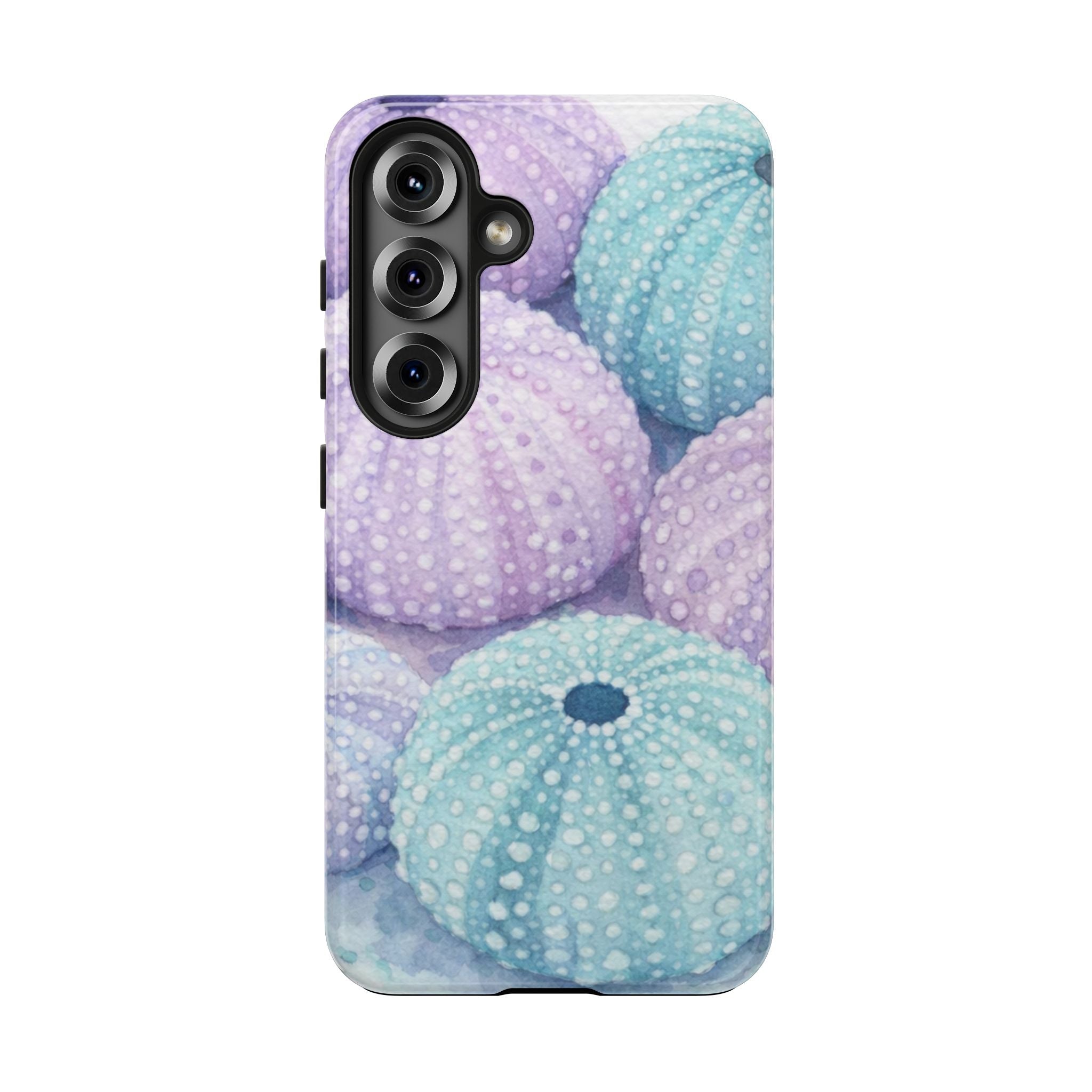 Sea Urchin Pattern Tough Phone Case — Pastel Aqua & Lavender Coastal Design
