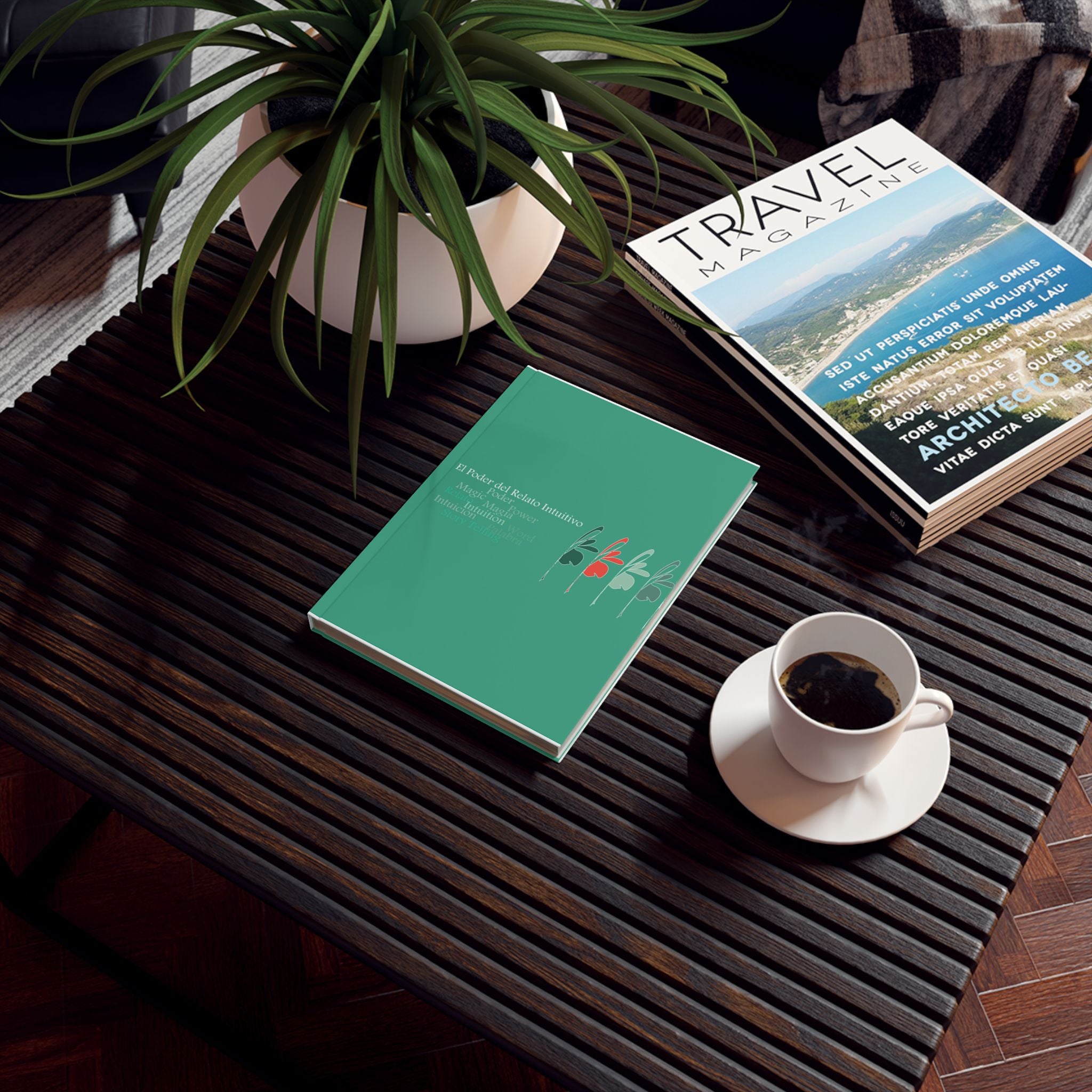 Hardback Journal — Minimal Floral Heart Pattern | Green Notebook for Notes & Gratitude