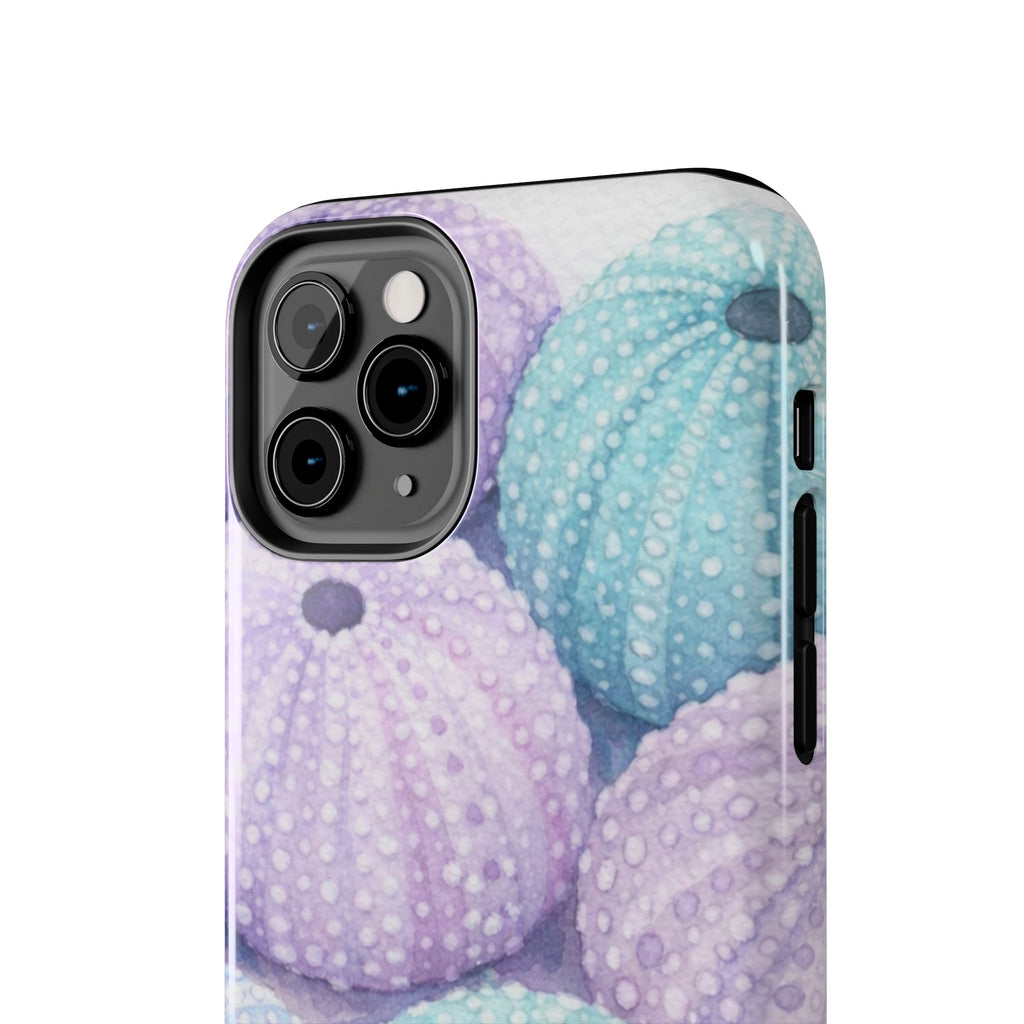 Sea Urchin Pattern Tough Phone Case — Pastel Aqua & Lavender Coastal Design