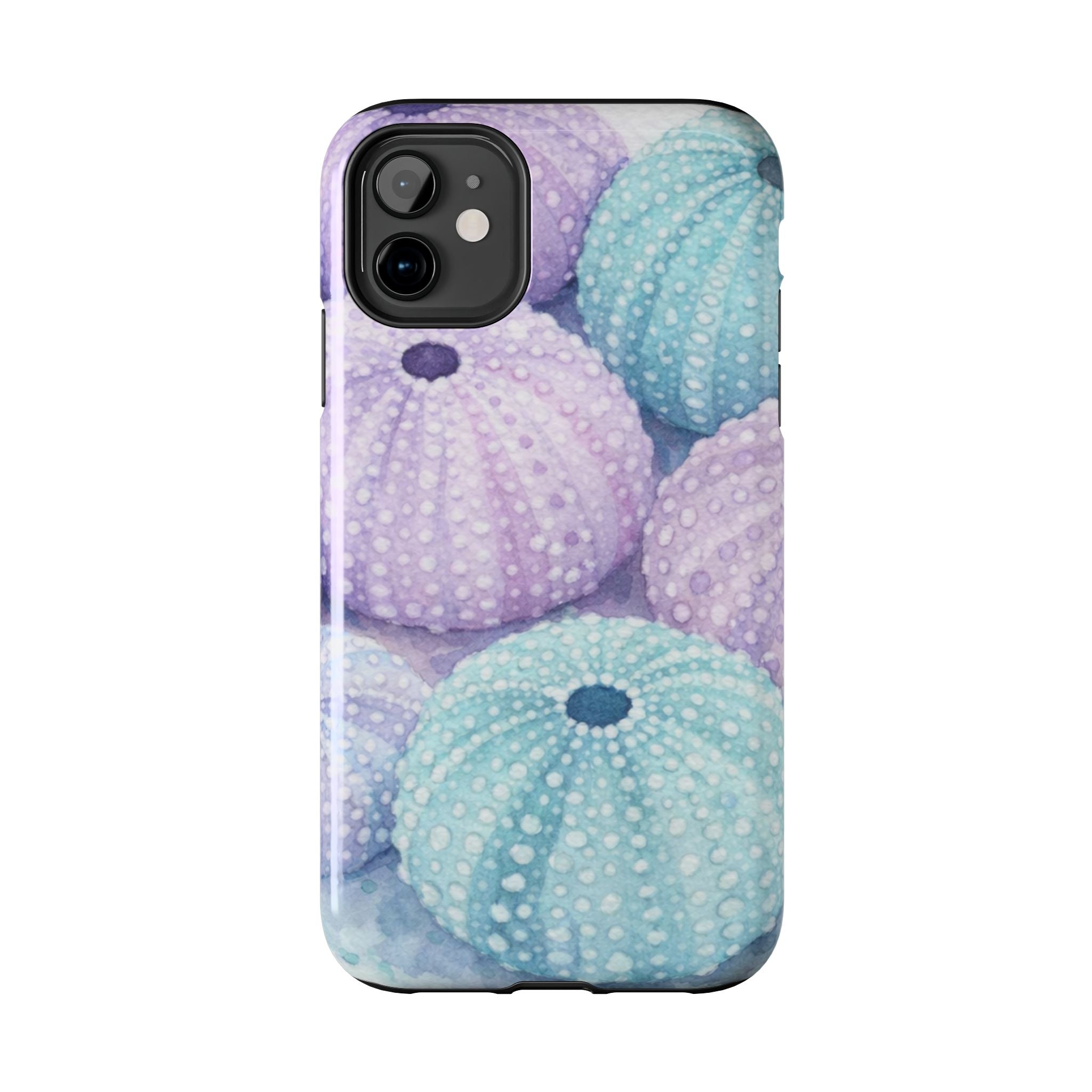 Sea Urchin Pattern Tough Phone Case — Pastel Aqua & Lavender Coastal Design