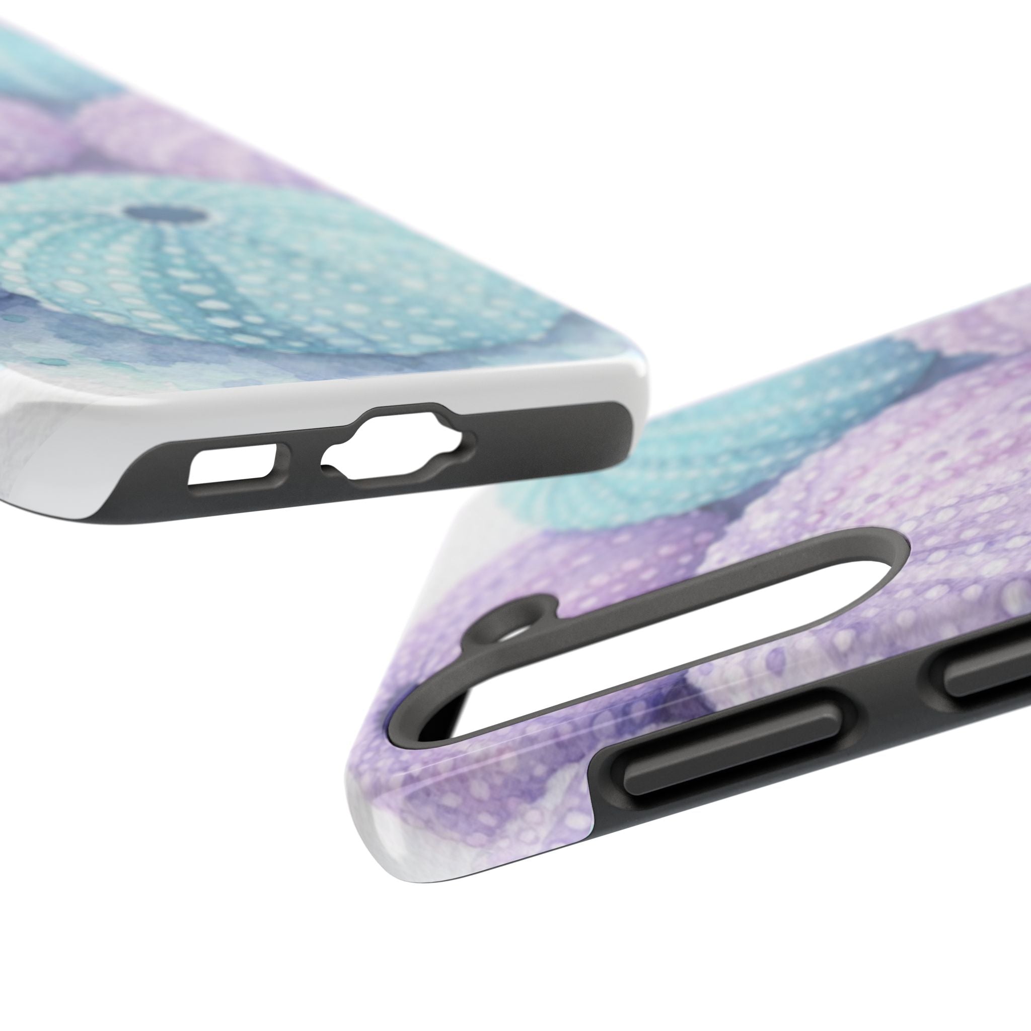 Sea Urchin Pattern Tough Phone Case — Pastel Aqua & Lavender Coastal Design