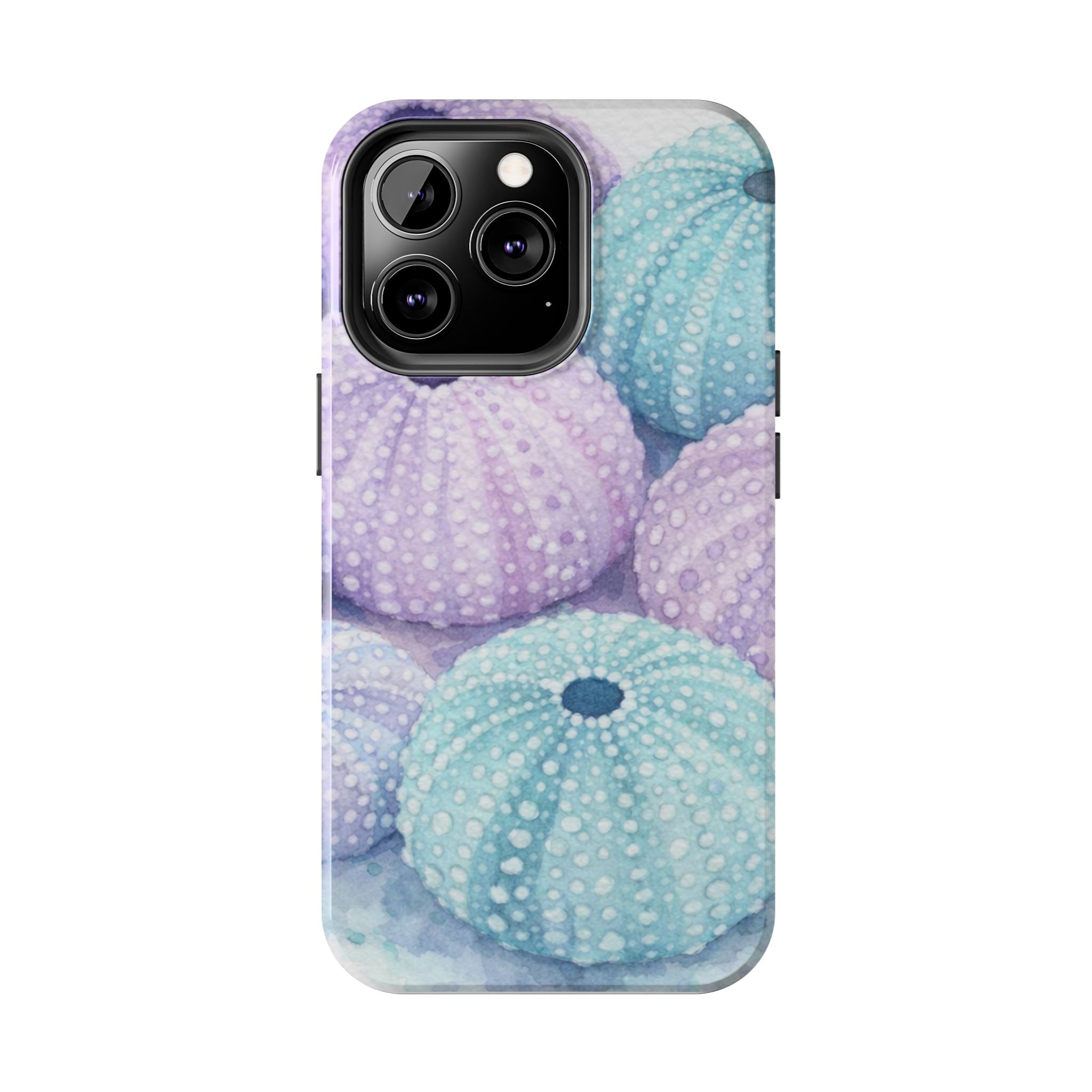 Sea Urchin Pattern Tough Phone Case — Pastel Aqua & Lavender Coastal Design