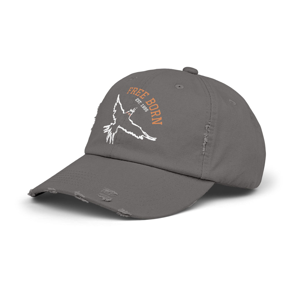 Born Free Distressed Baseball Cap — Vintage Bird Graphic Hat