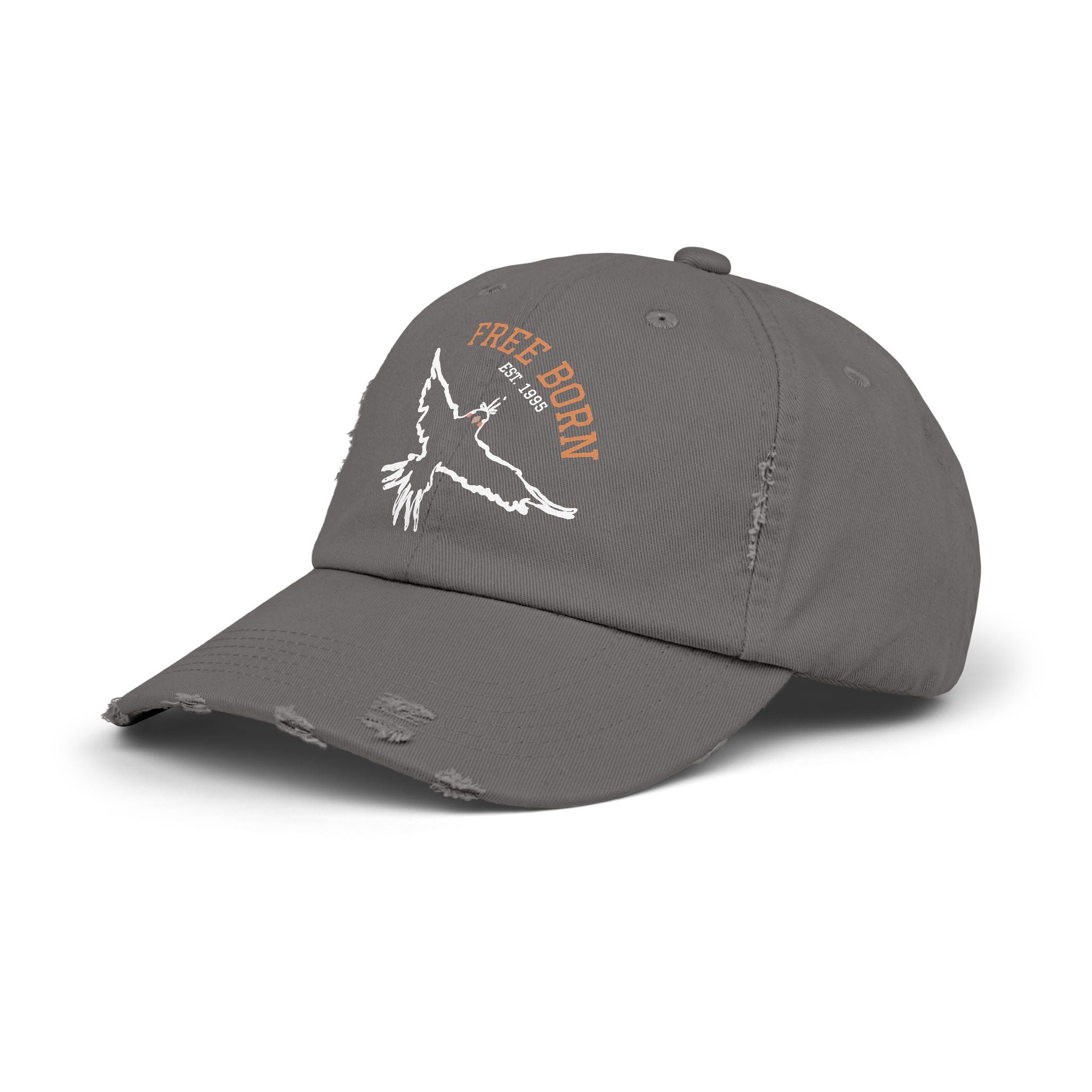 Born Free Distressed Baseball Cap — Vintage Bird Graphic Hat