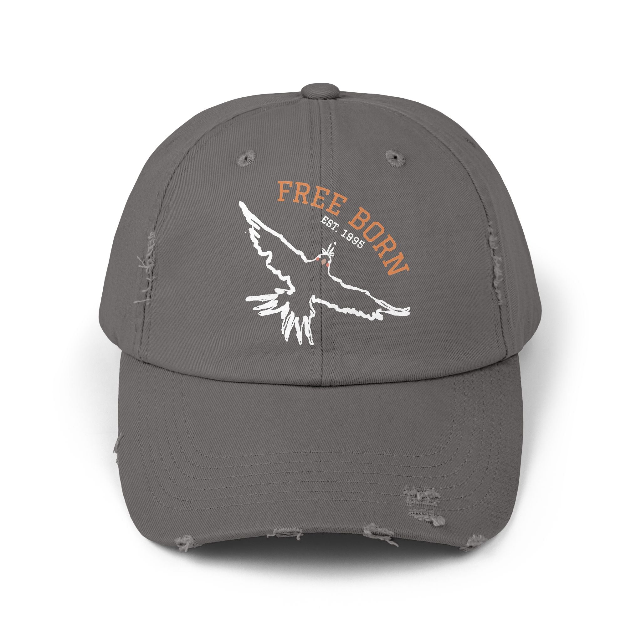 Born Free Distressed Baseball Cap — Vintage Bird Graphic Hat