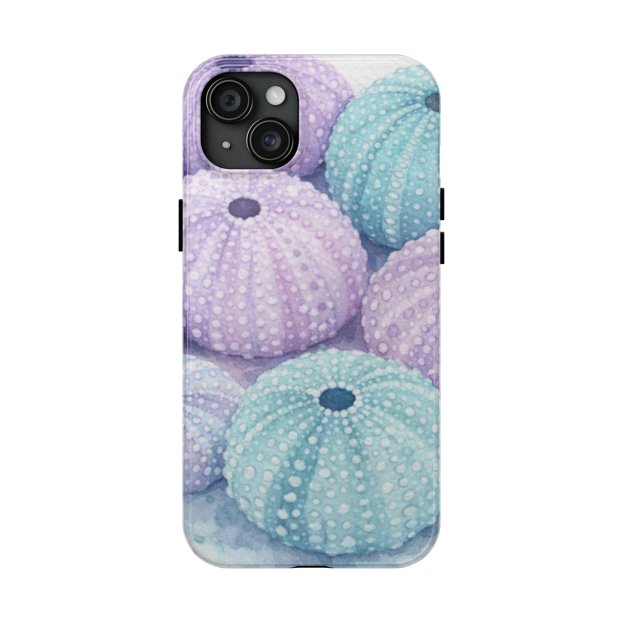 Sea Urchin Pattern Tough Phone Case — Pastel Aqua & Lavender Coastal Design
