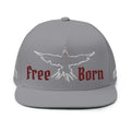 Flat Bill Cap — 'Free Born' Embroidered Bird Snapback (Custom Date & Text Option)