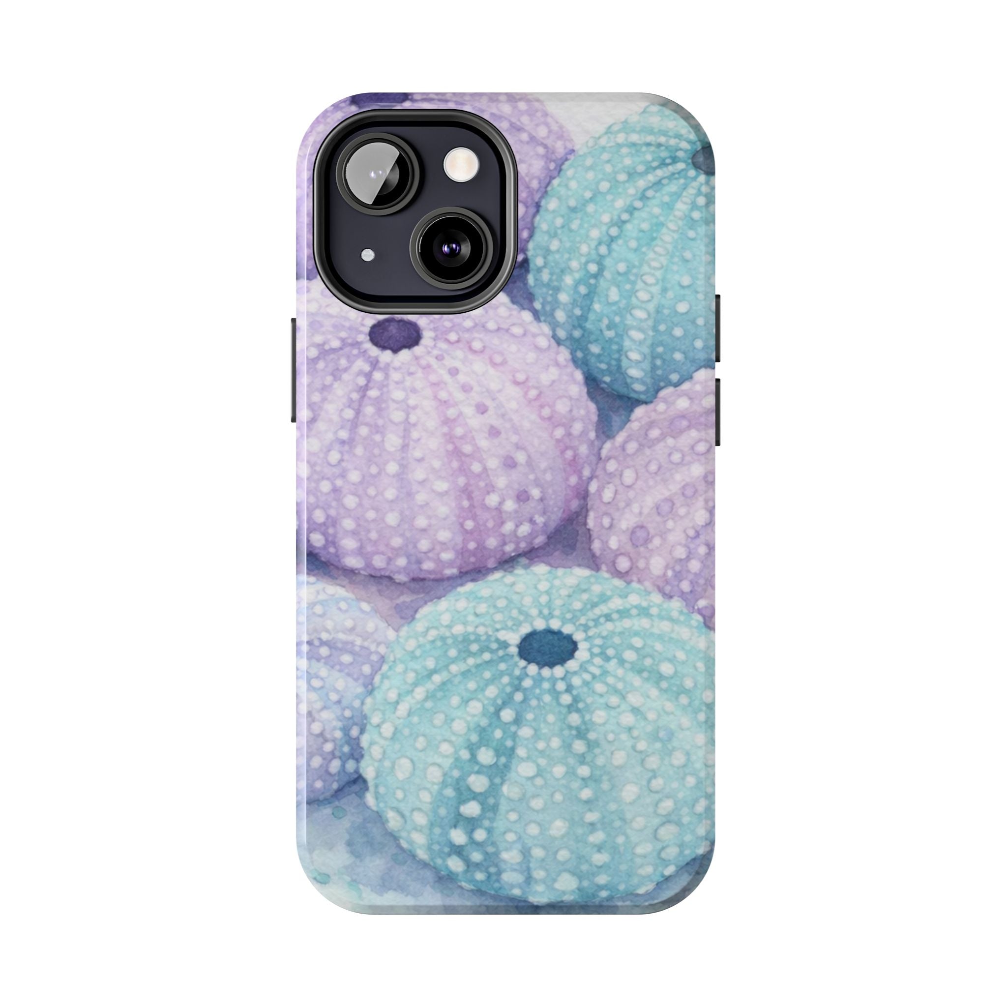 Sea Urchin Pattern Tough Phone Case — Pastel Aqua & Lavender Coastal Design