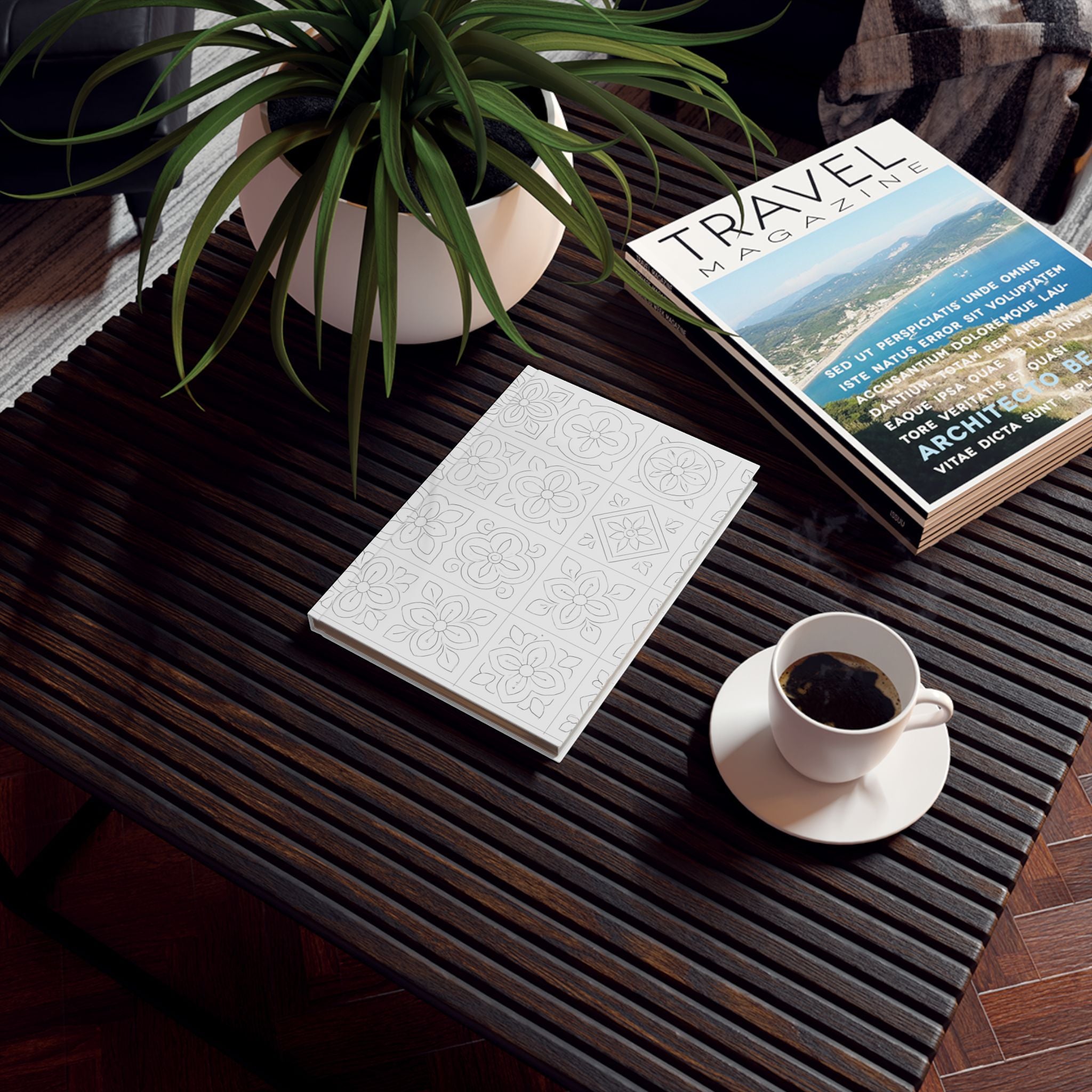 Floral Tile Hardback Journal — Elegant Patterned Notebook for Notes & Journaling