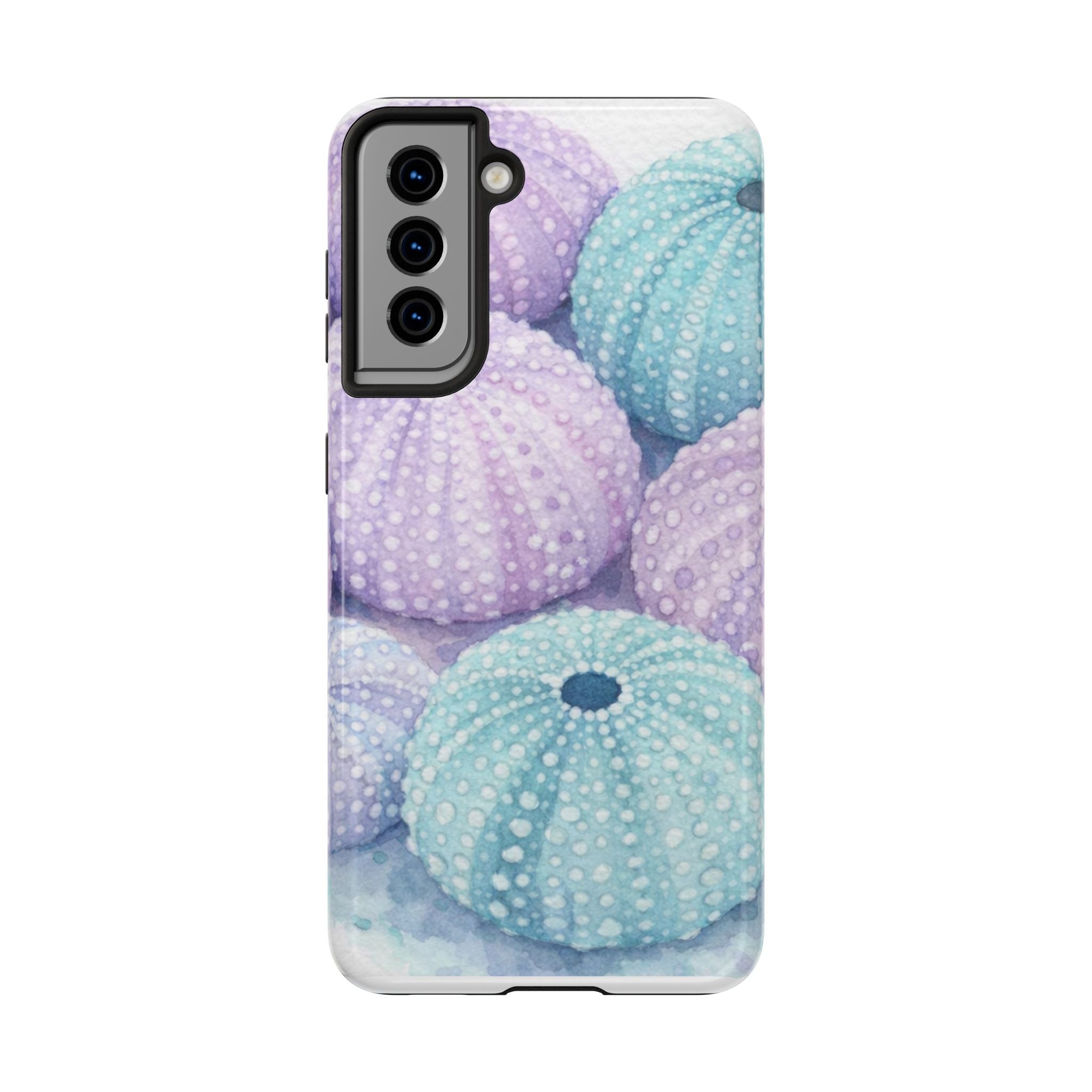 Sea Urchin Pattern Tough Phone Case — Pastel Aqua & Lavender Coastal Design