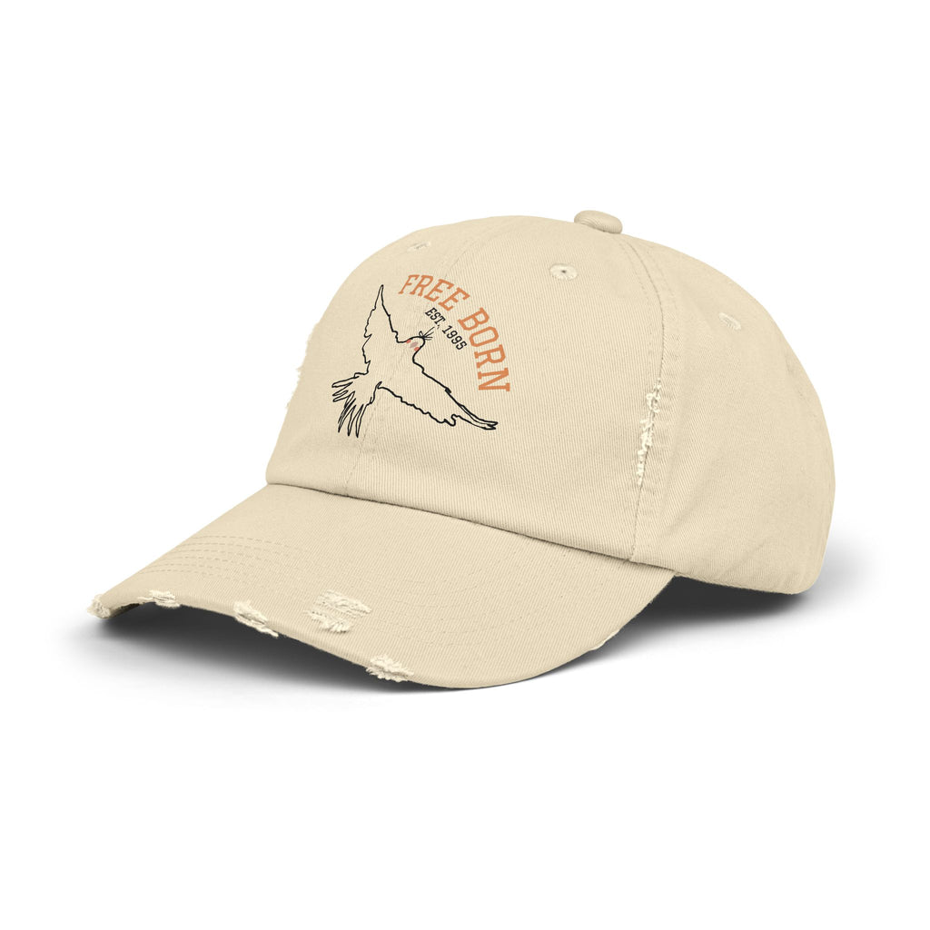Born Free Distressed Baseball Cap — Vintage Bird Graphic Hat