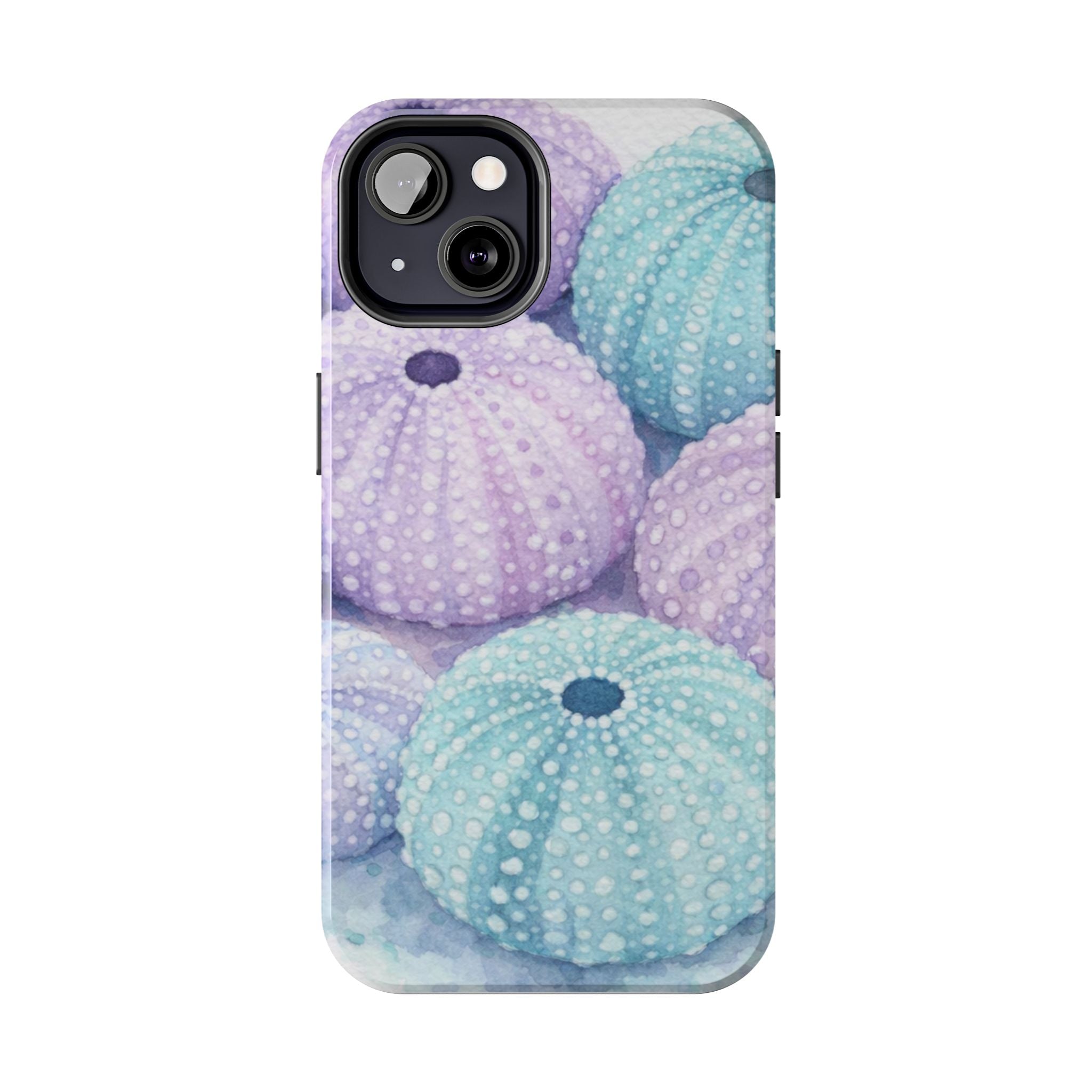 Sea Urchin Pattern Tough Phone Case — Pastel Aqua & Lavender Coastal Design