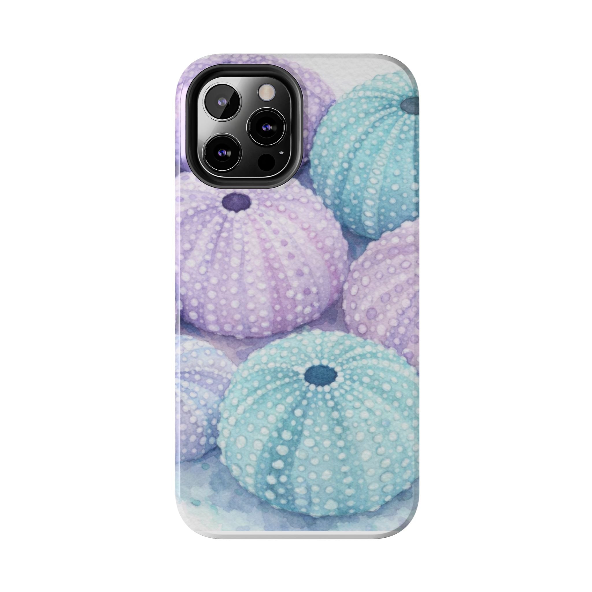 Sea Urchin Pattern Tough Phone Case — Pastel Aqua & Lavender Coastal Design