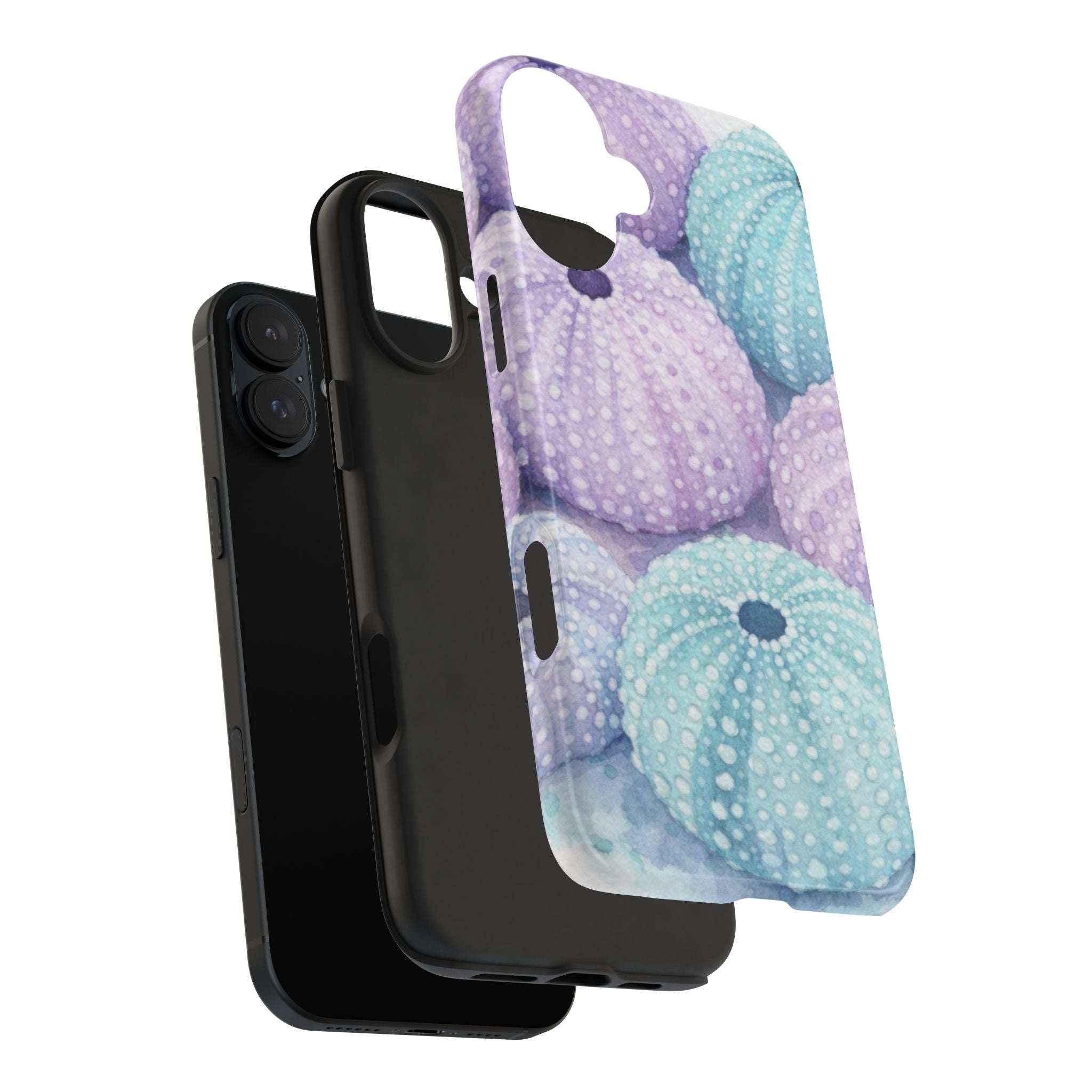 Sea Urchin Pattern Tough Phone Case — Pastel Aqua & Lavender Coastal Design