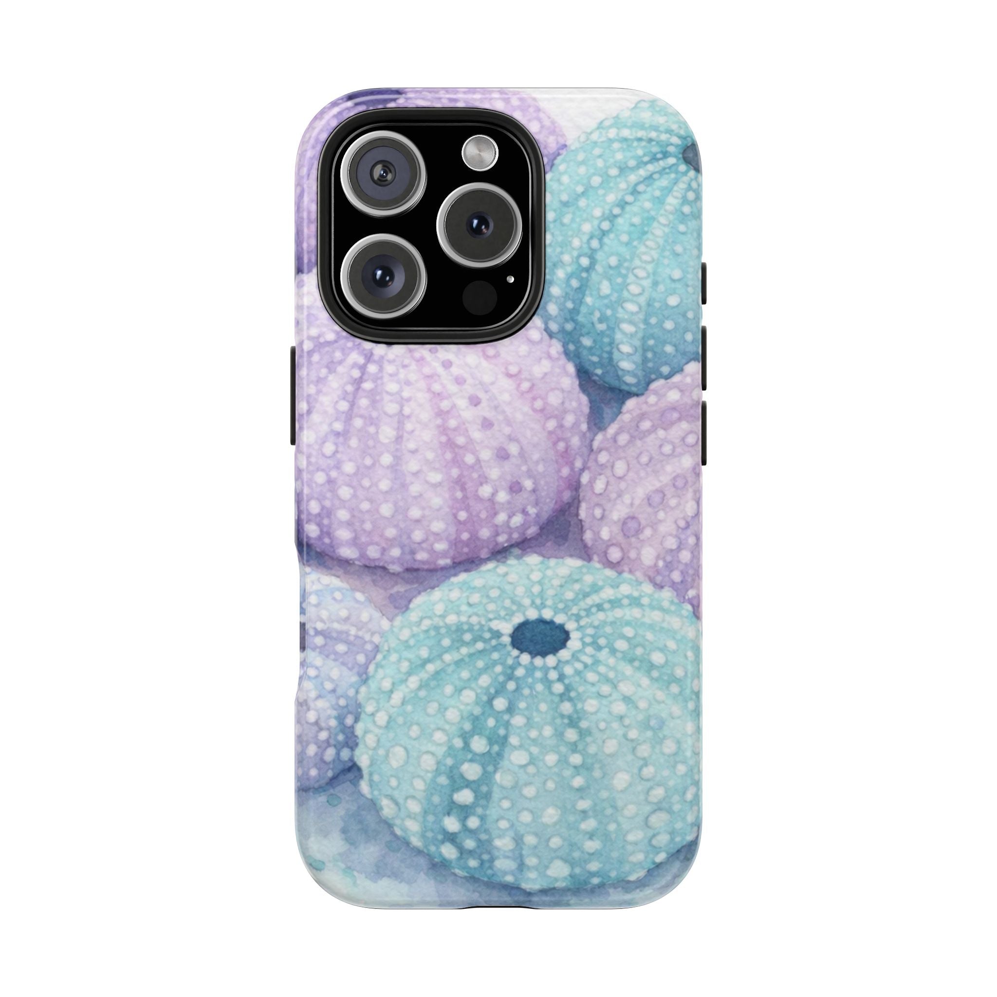 Sea Urchin Pattern Tough Phone Case — Pastel Aqua & Lavender Coastal Design
