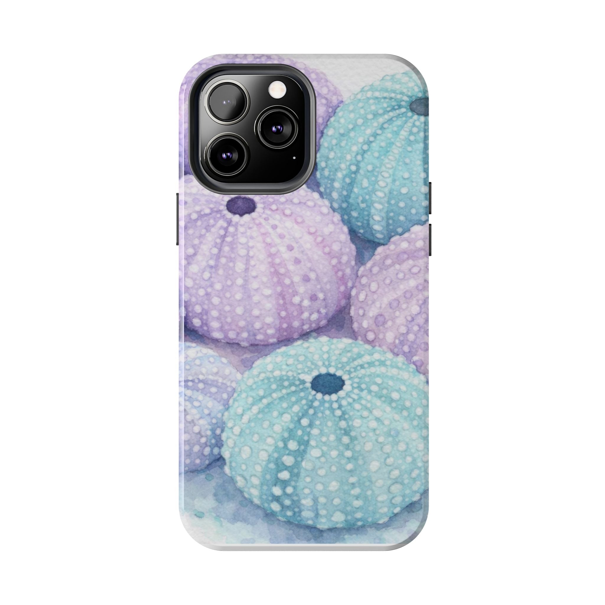 Sea Urchin Pattern Tough Phone Case — Pastel Aqua & Lavender Coastal Design