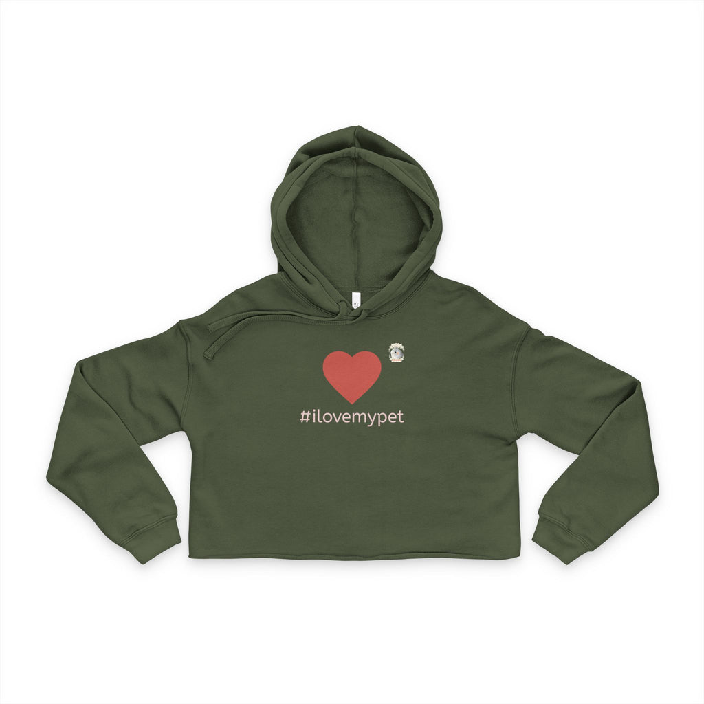 Cropped Hoodie for Pet Lovers | #ilovemypet Heart Front & Cockatiel Back | Pet lover gift for her
