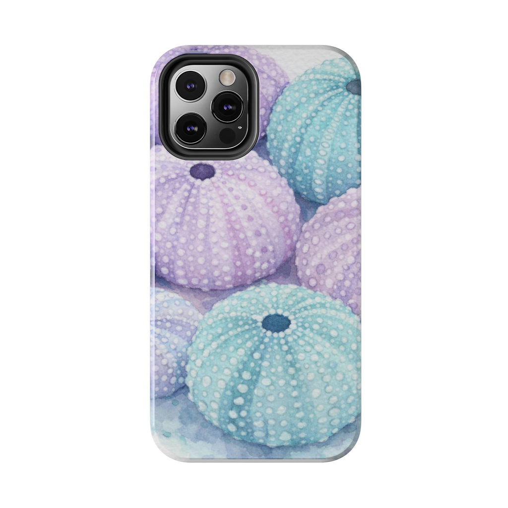 Sea Urchin Pattern Tough Phone Case — Pastel Aqua & Lavender Coastal Design