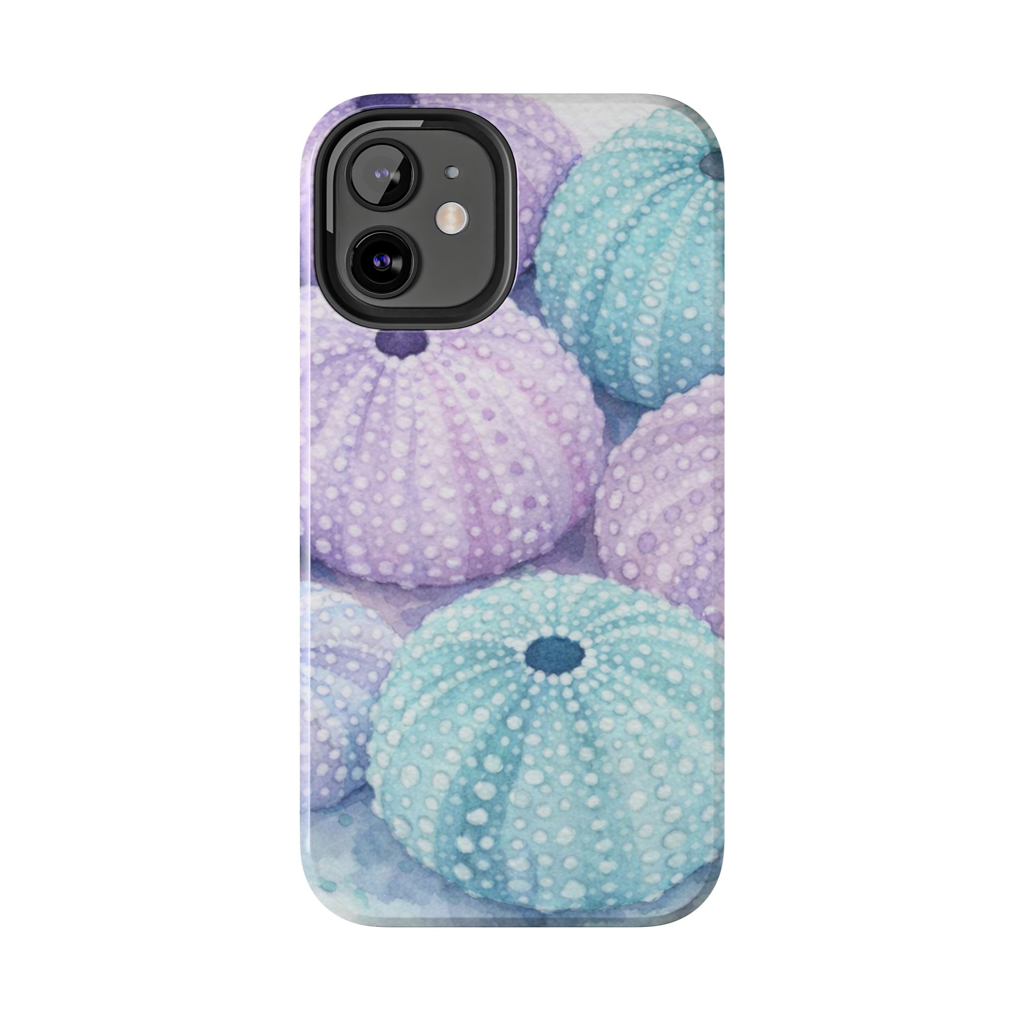 Sea Urchin Pattern Tough Phone Case — Pastel Aqua & Lavender Coastal Design
