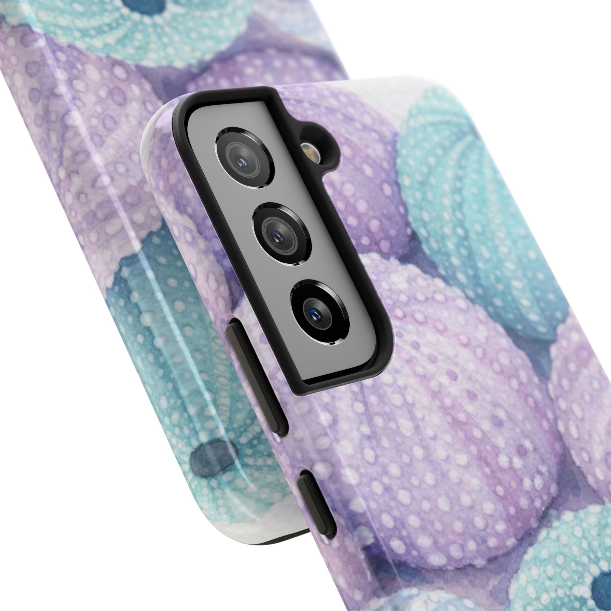 Sea Urchin Pattern Tough Phone Case — Pastel Aqua & Lavender Coastal Design