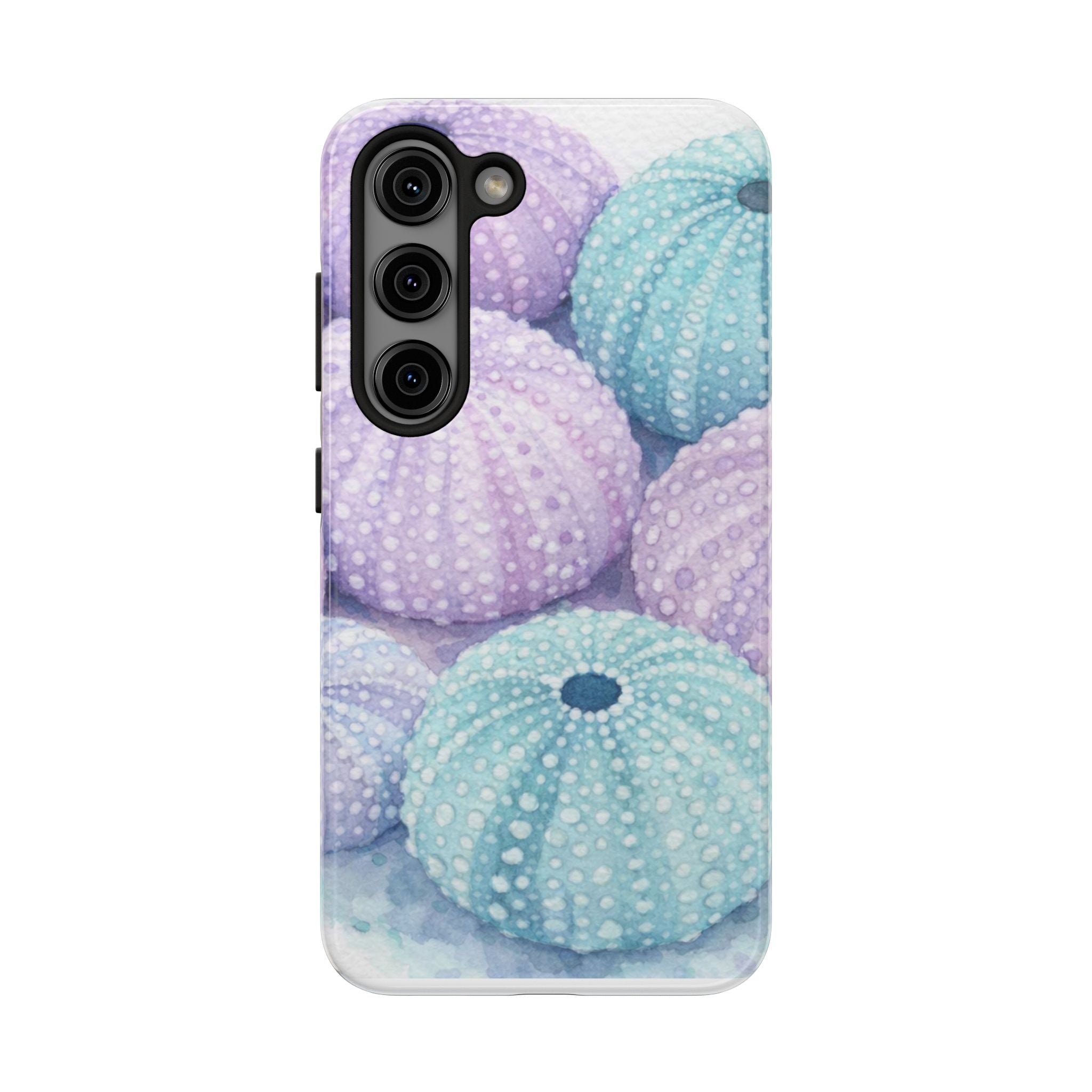 Sea Urchin Pattern Tough Phone Case — Pastel Aqua & Lavender Coastal Design