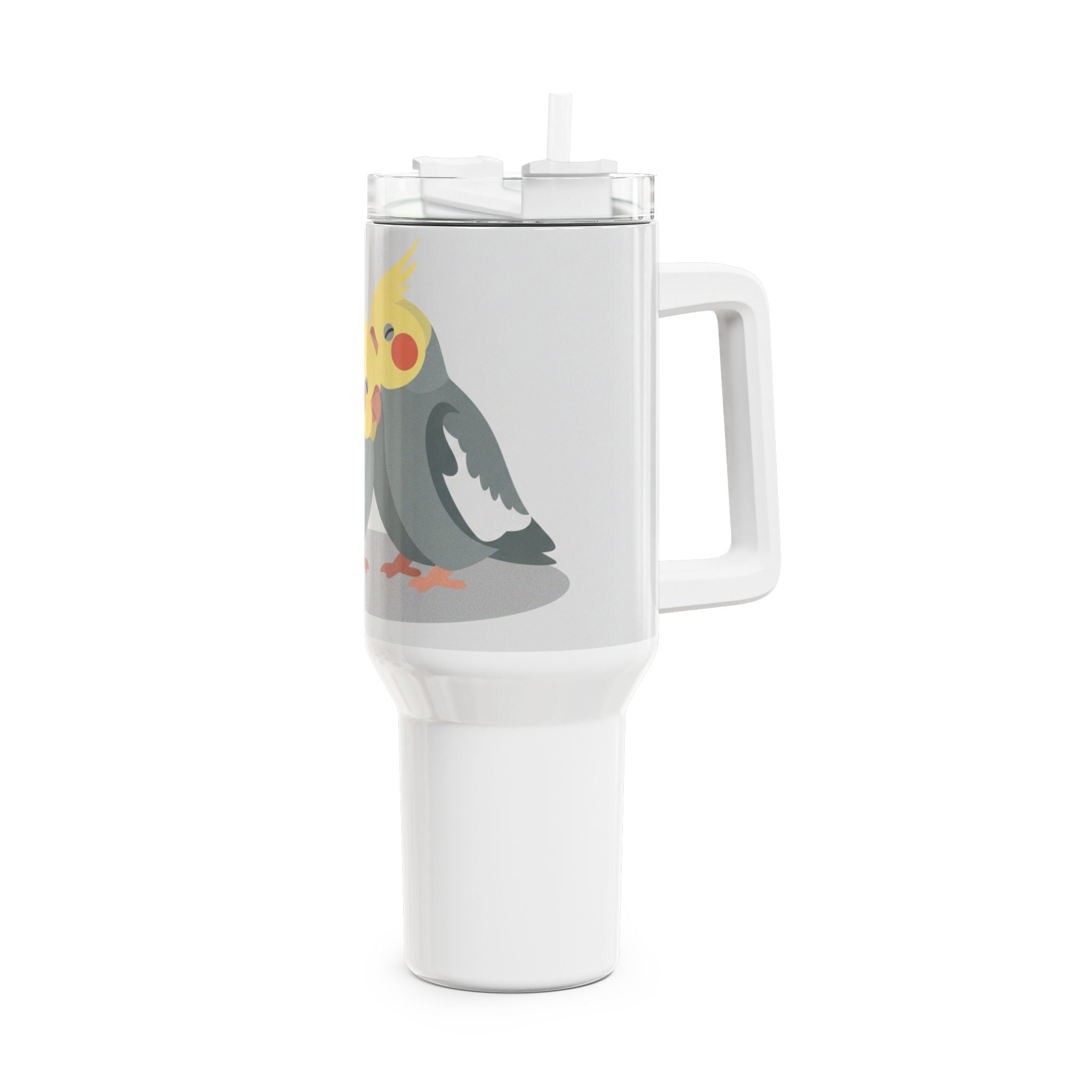 Tumbler — 'Inseparable' Cockatiel Couple Travel Mug, Love Is In The Air (40oz - 1.18 litres)