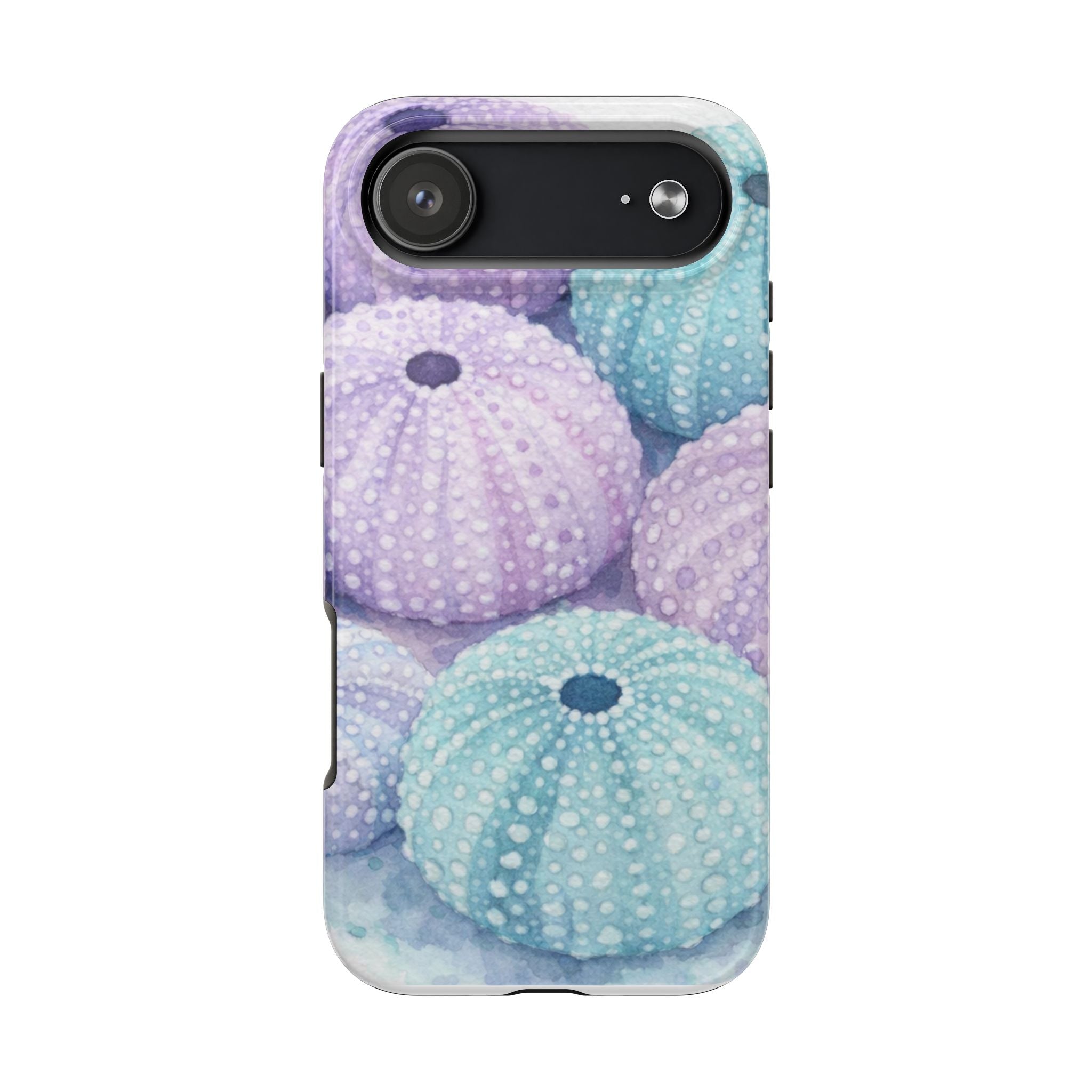 Sea Urchin Pattern Tough Phone Case — Pastel Aqua & Lavender Coastal Design