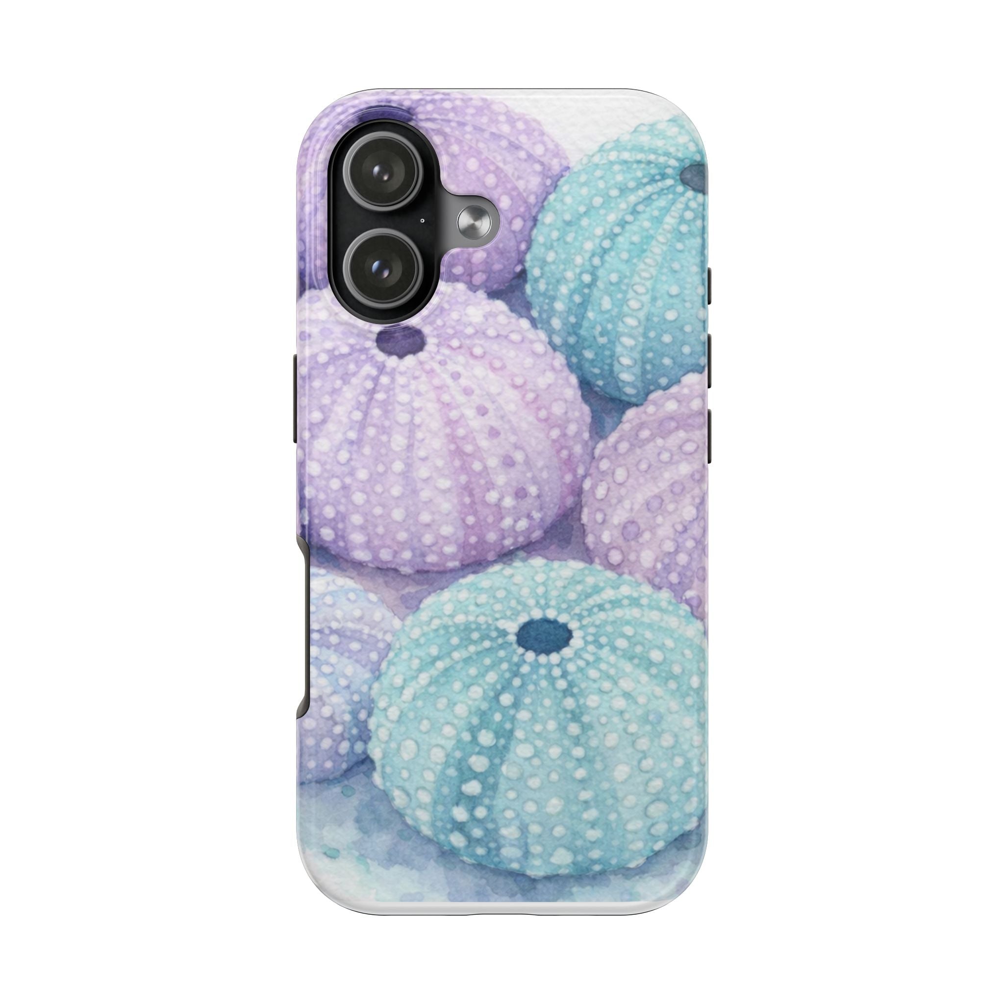Sea Urchin Pattern Tough Phone Case — Pastel Aqua & Lavender Coastal Design