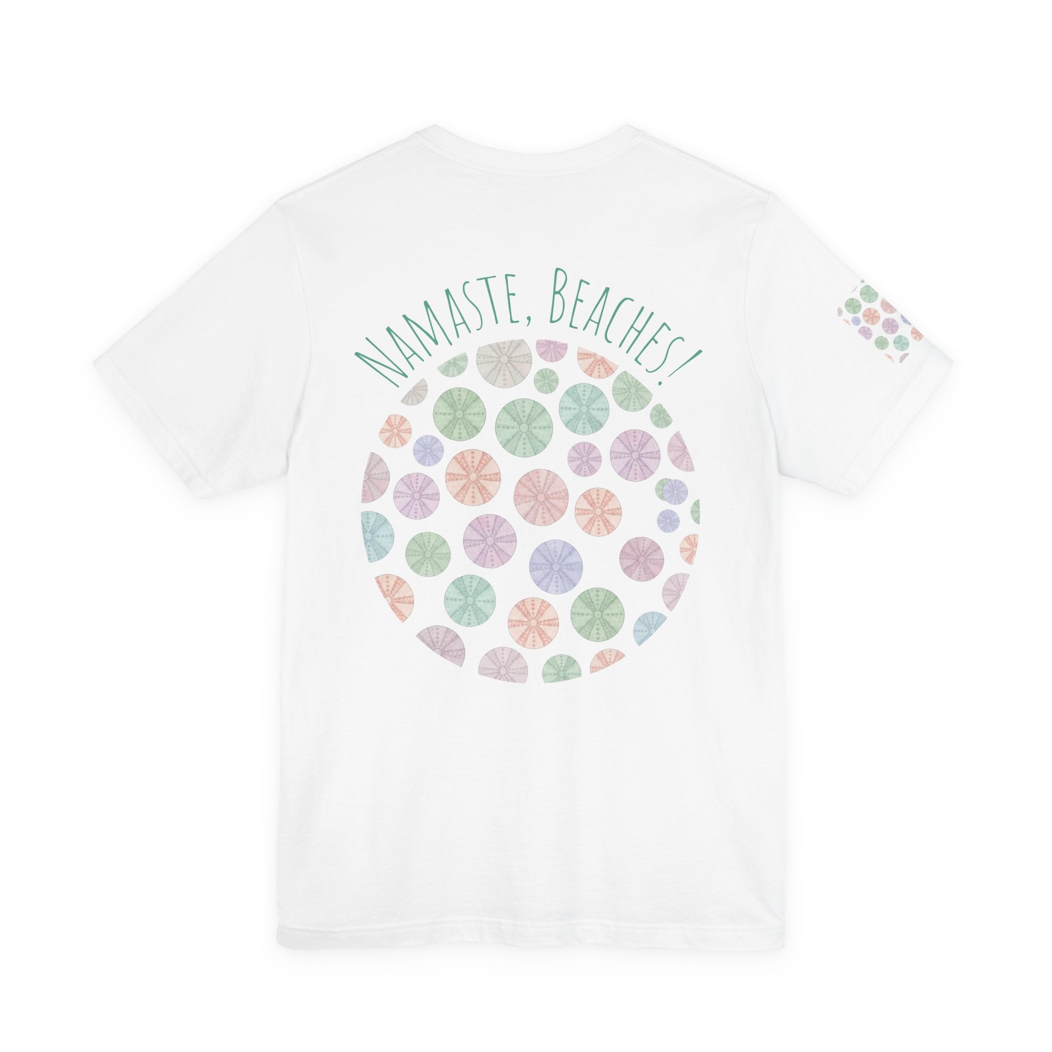 Namaste Beaches Watercolor T-Shirt — Sea Urchin Coastal Tee, by Aina Trastamara