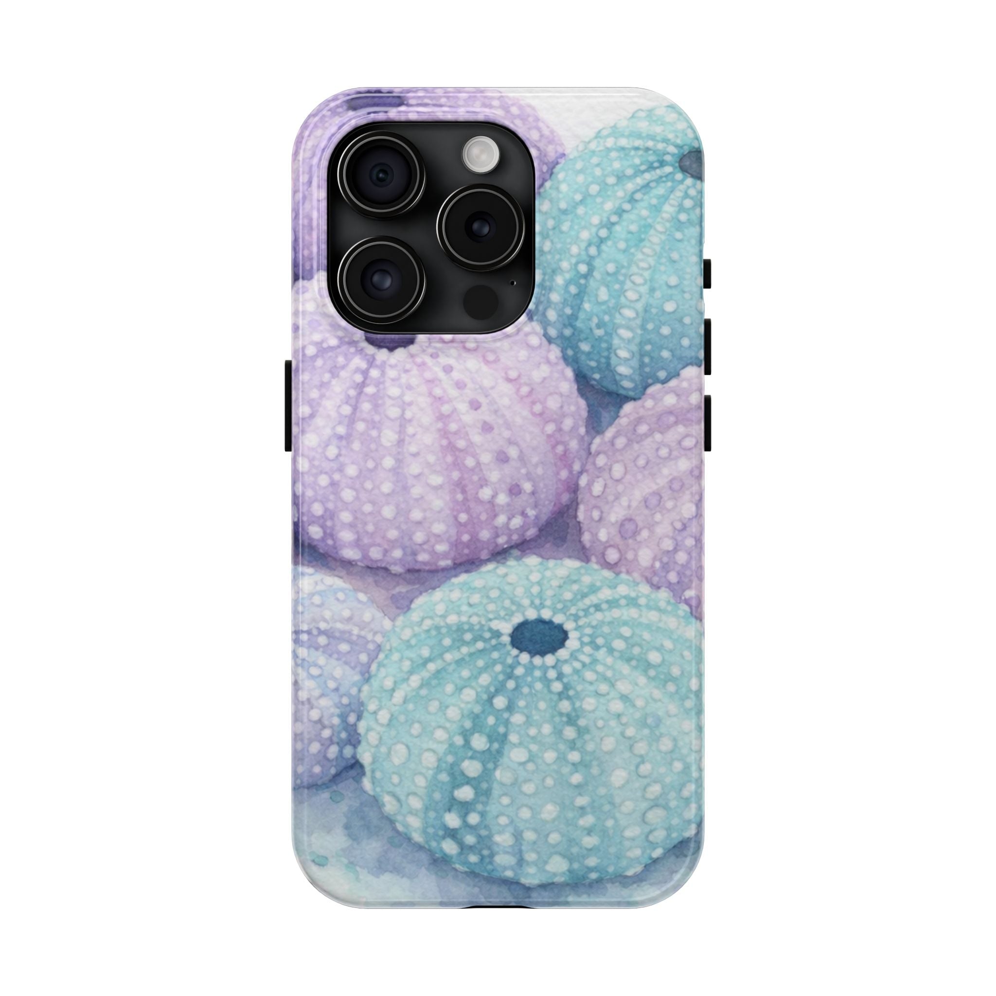 Sea Urchin Pattern Tough Phone Case — Pastel Aqua & Lavender Coastal Design