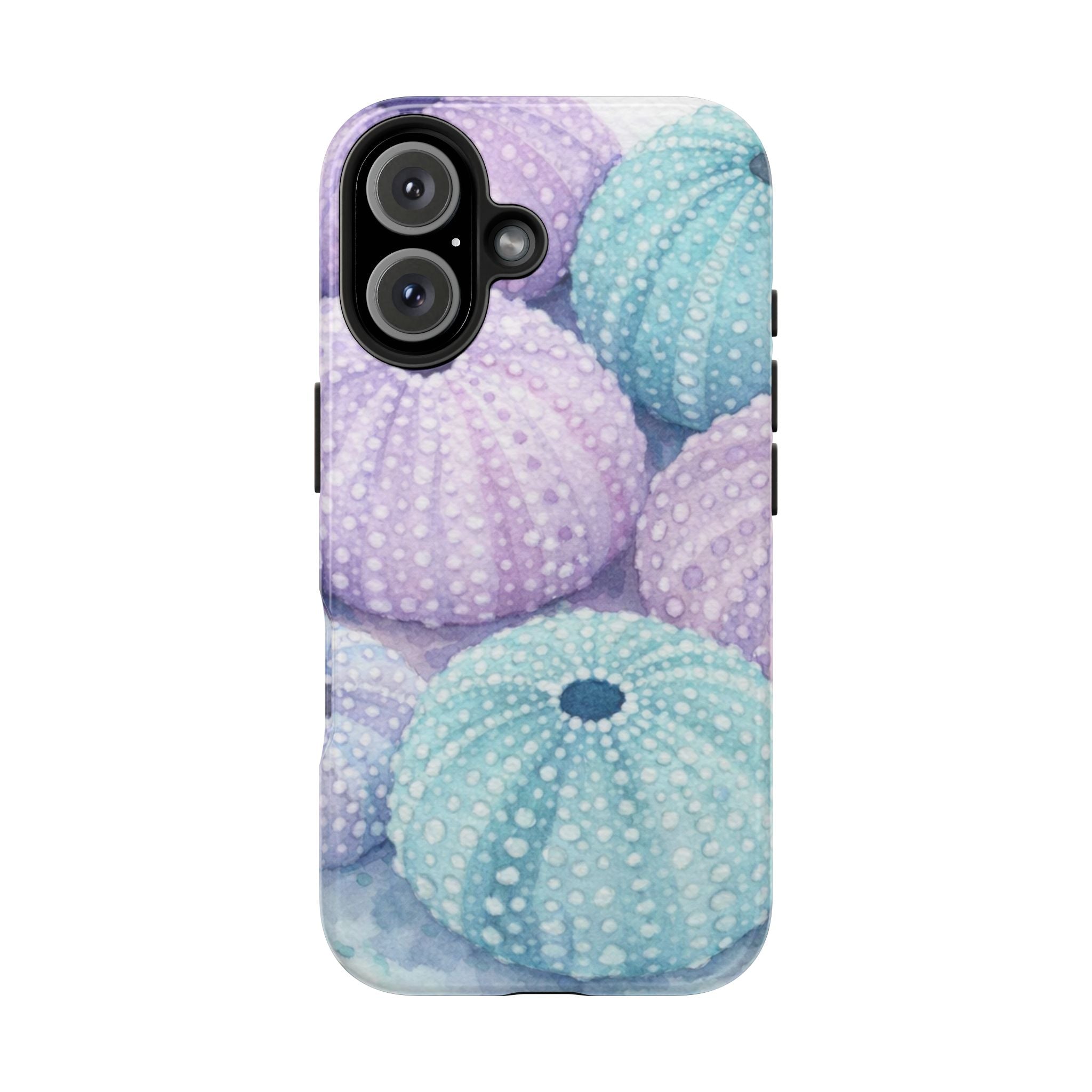 Sea Urchin Pattern Tough Phone Case — Pastel Aqua & Lavender Coastal Design