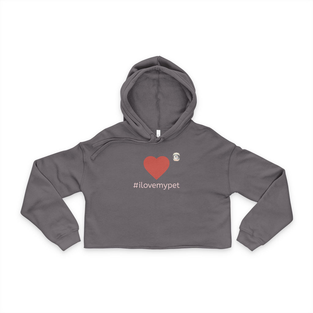 Cropped Hoodie for Pet Lovers | #ilovemypet Heart Front & Cockatiel Back | Pet lover gift for her