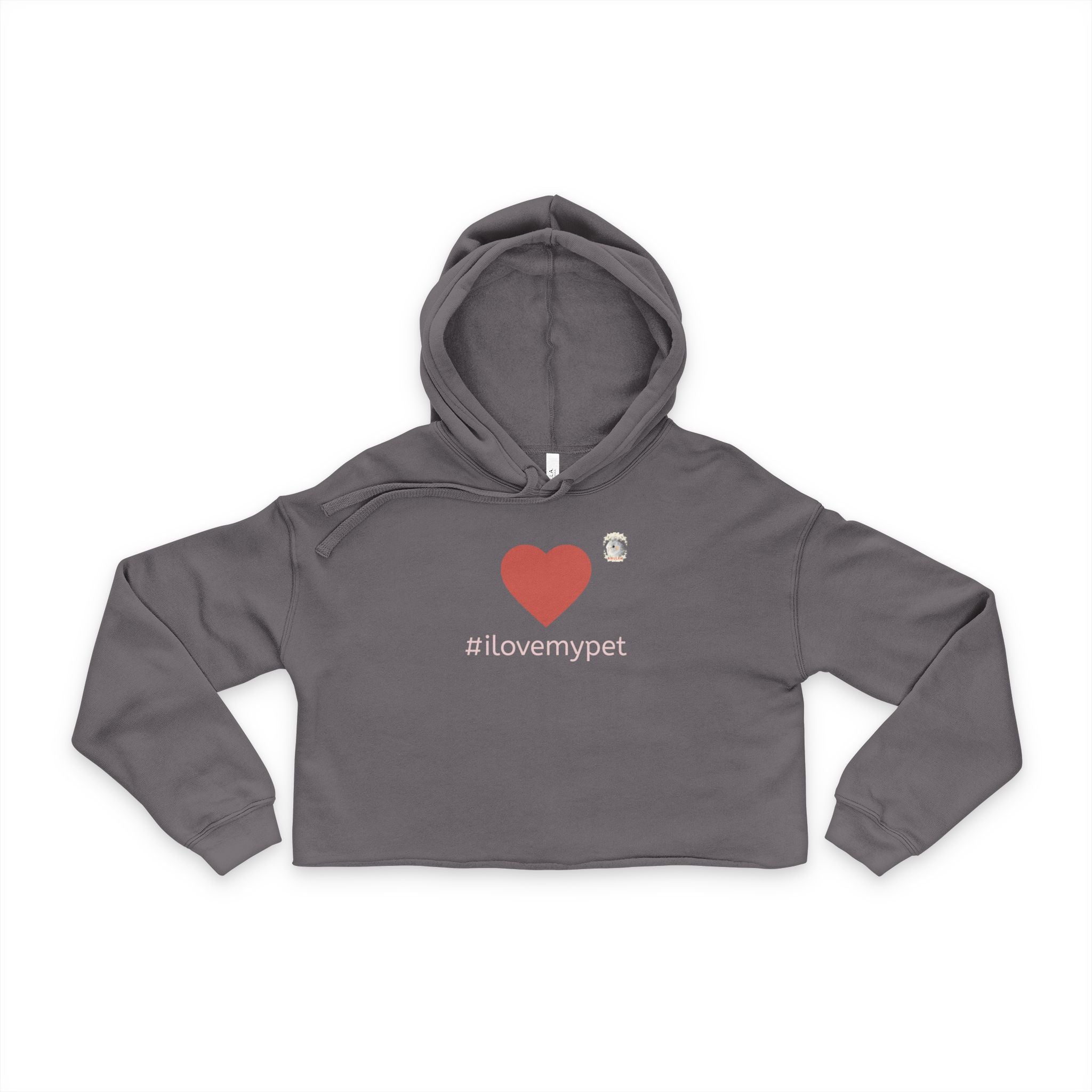 Cropped Hoodie for Pet Lovers | #ilovemypet Heart Front & Cockatiel Back | Pet lover gift for her