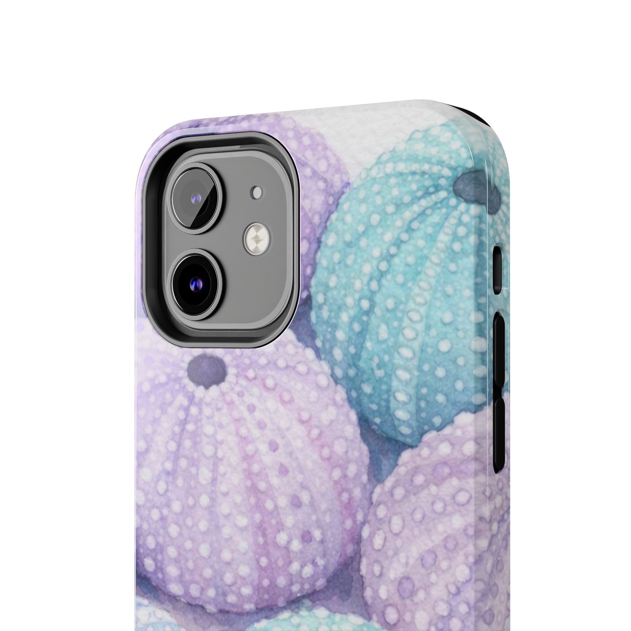 Sea Urchin Pattern Tough Phone Case — Pastel Aqua & Lavender Coastal Design