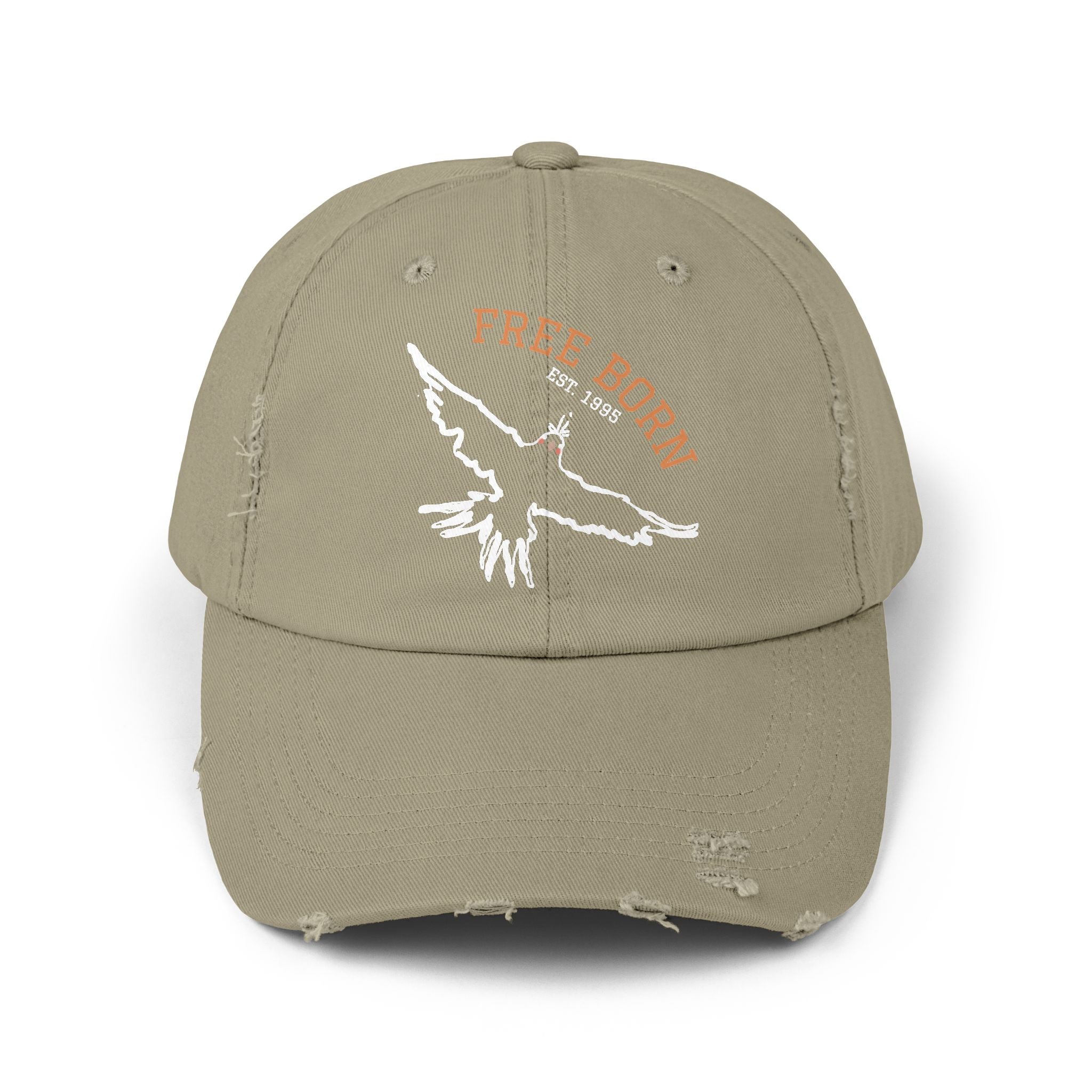 Born Free Distressed Baseball Cap — Vintage Bird Graphic Hat