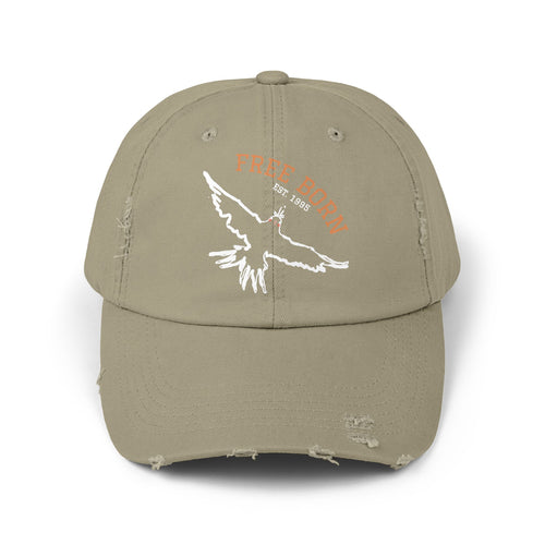 Born Free Distressed Baseball Cap — Vintage Bird Graphic Hat