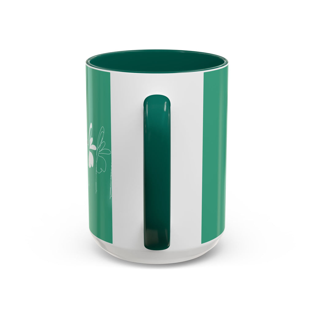 Green Floral Pattern Mug — Colorful Botanical 11oz & 15oz Ceramic