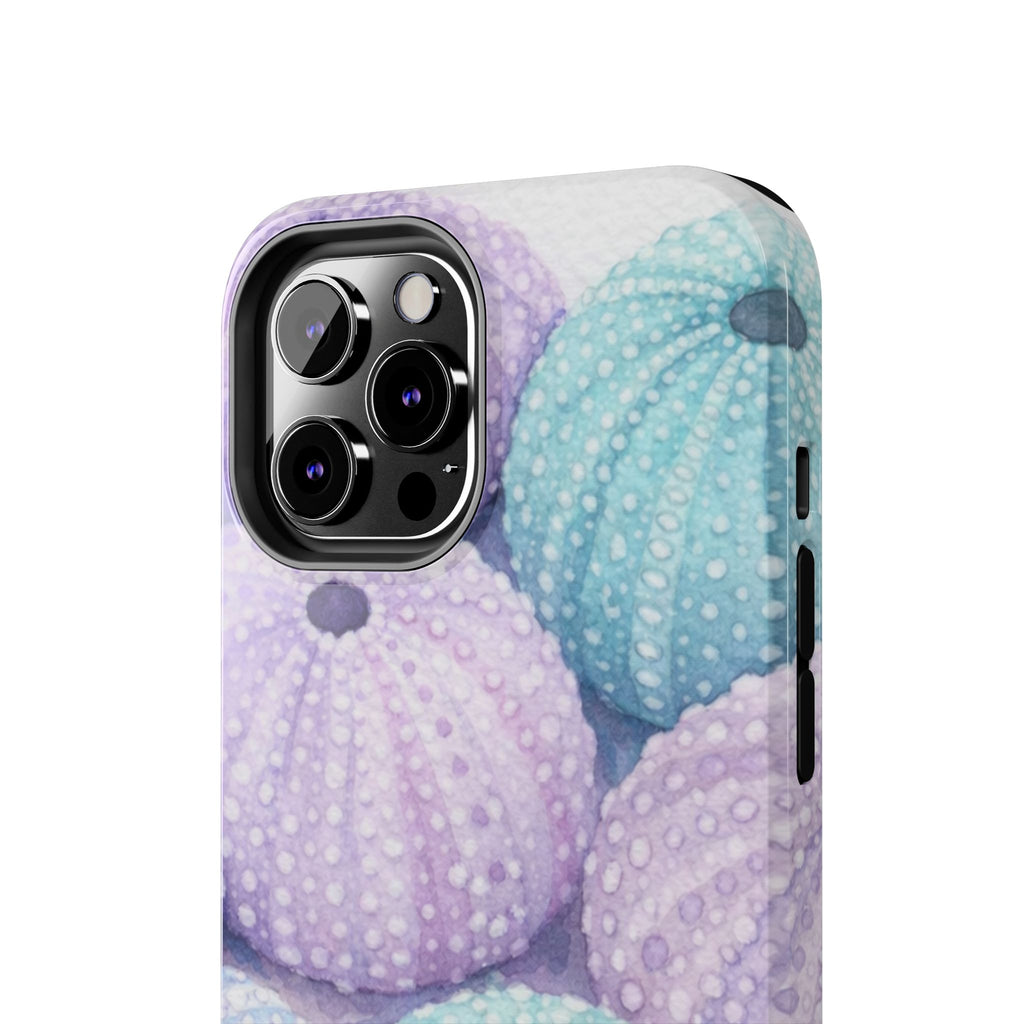 Sea Urchin Pattern Tough Phone Case — Pastel Aqua & Lavender Coastal Design