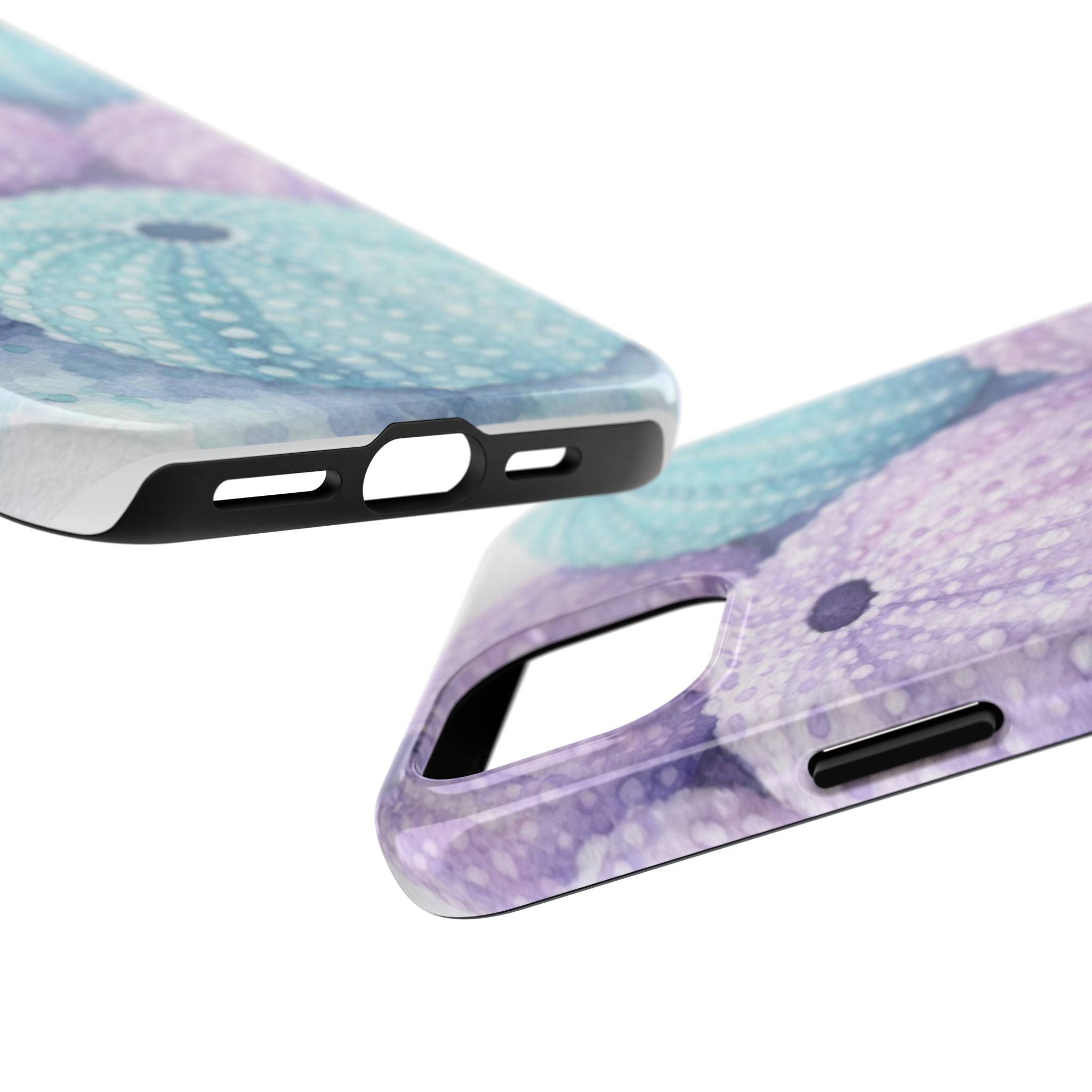 Sea Urchin Pattern Tough Phone Case — Pastel Aqua & Lavender Coastal Design
