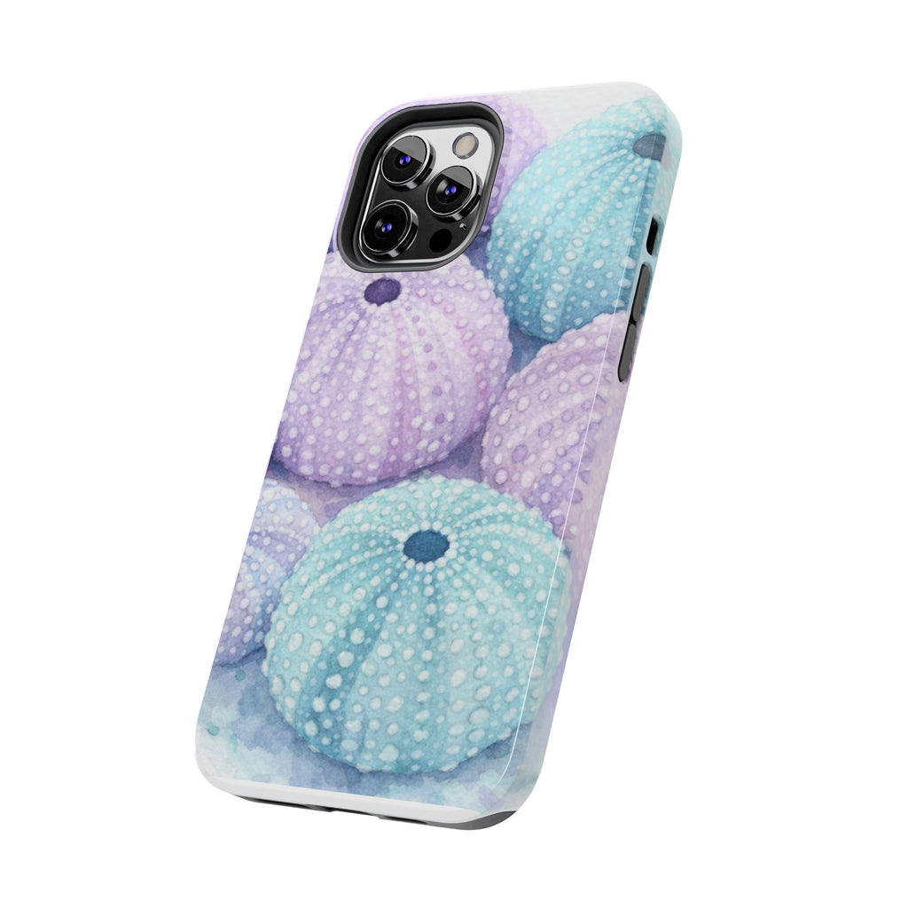 Sea Urchin Pattern Tough Phone Case — Pastel Aqua & Lavender Coastal Design