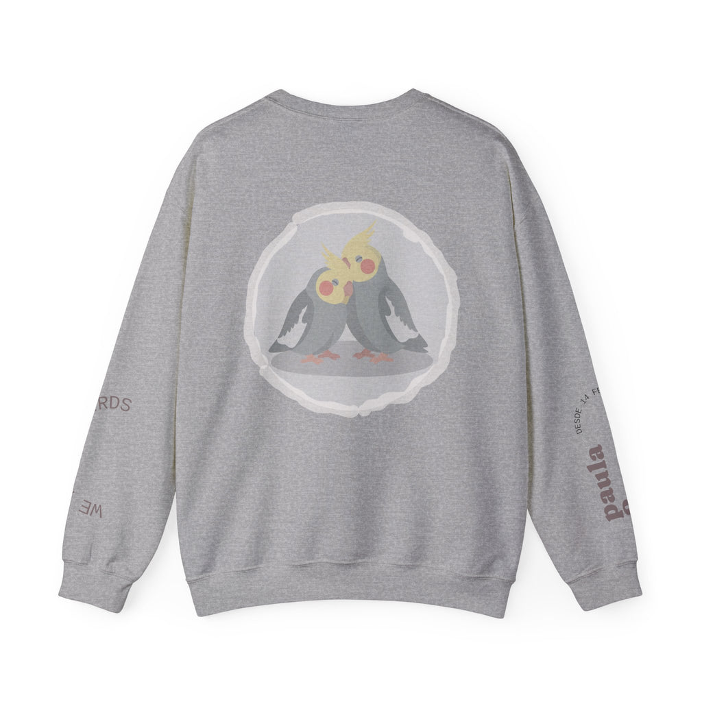 Cockatiel Couples Sweatshirt — "Love Forever Inseparable" Cute Bird Lover Crewneck — Couple names & date customizable