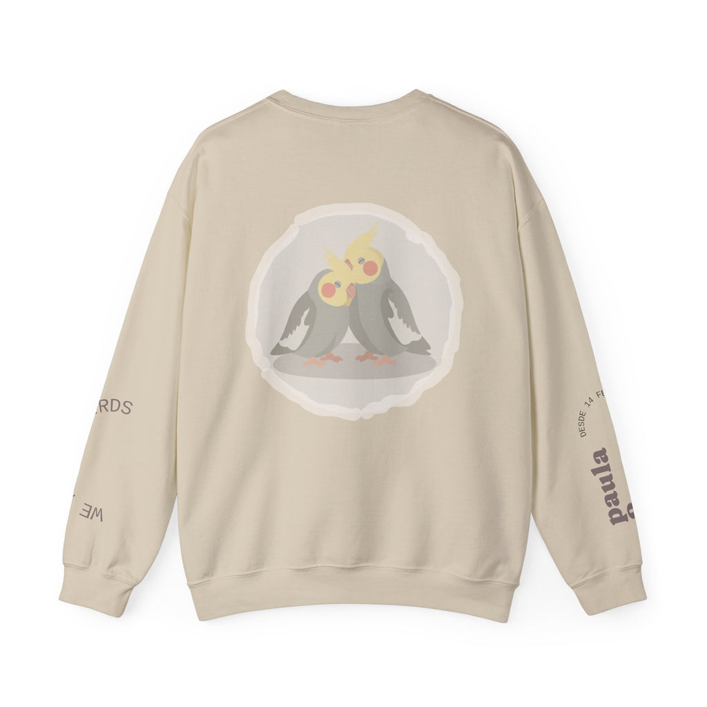 Cockatiel Couples Sweatshirt — "Love Forever Inseparable" Cute Bird Lover Crewneck — Couple names & date customizable