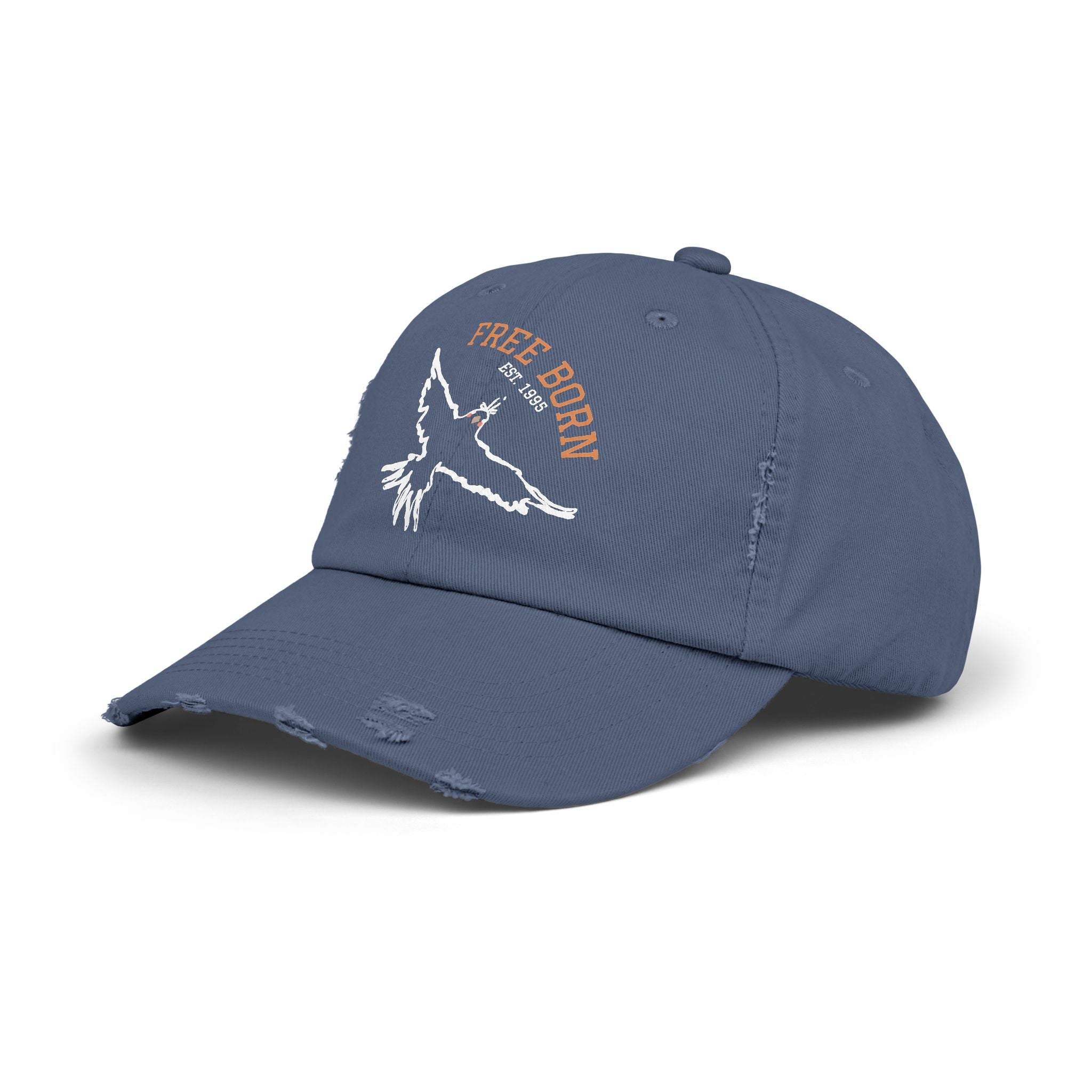 Born Free Distressed Baseball Cap — Vintage Bird Graphic Hat