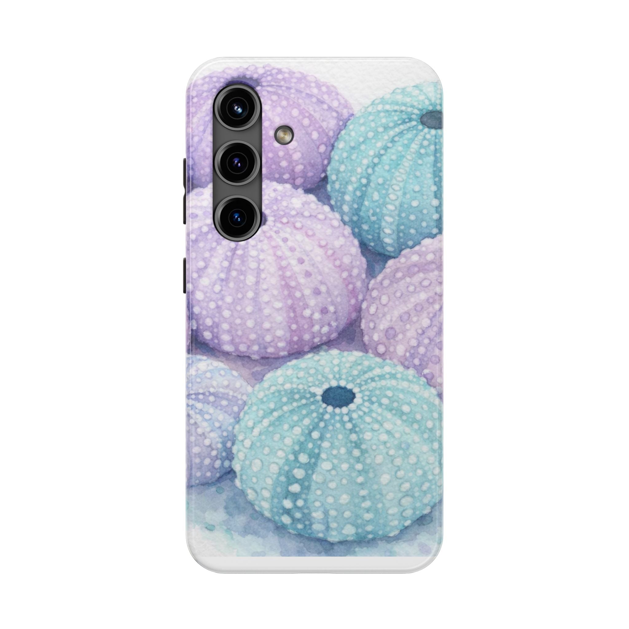 Sea Urchin Pattern Tough Phone Case — Pastel Aqua & Lavender Coastal Design
